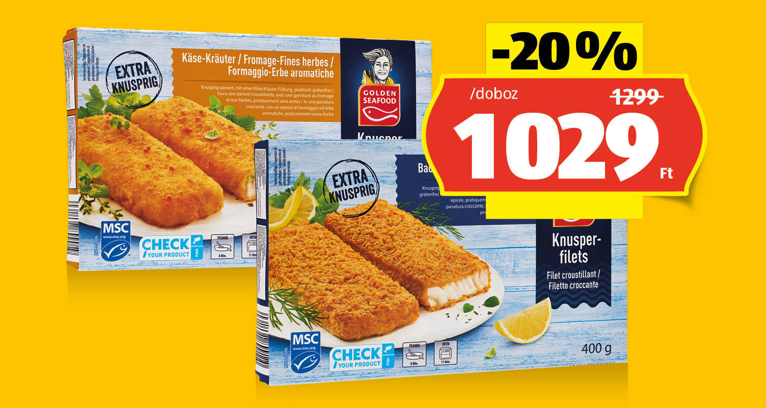 GOLDEN SEAFOOD Ropogós halszeletek, 400 g/doboz