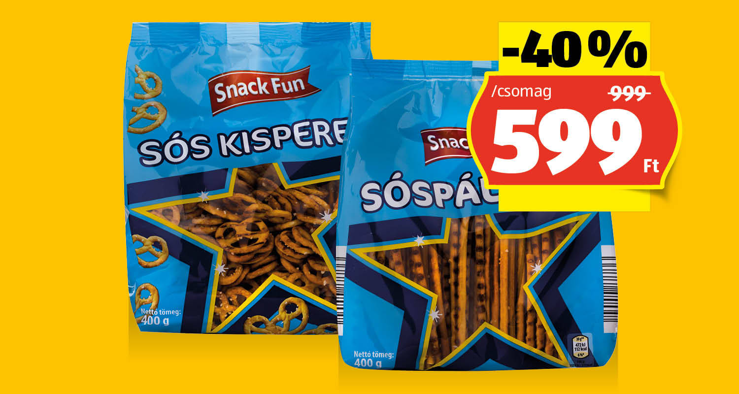 SNACK FUN Sós pálcika vagy perec, 400 g/csomag