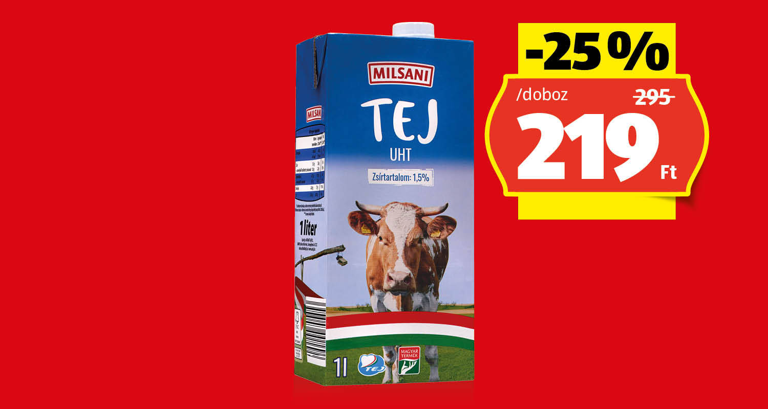 MILSANI UHT Tej, 1 l/doboz