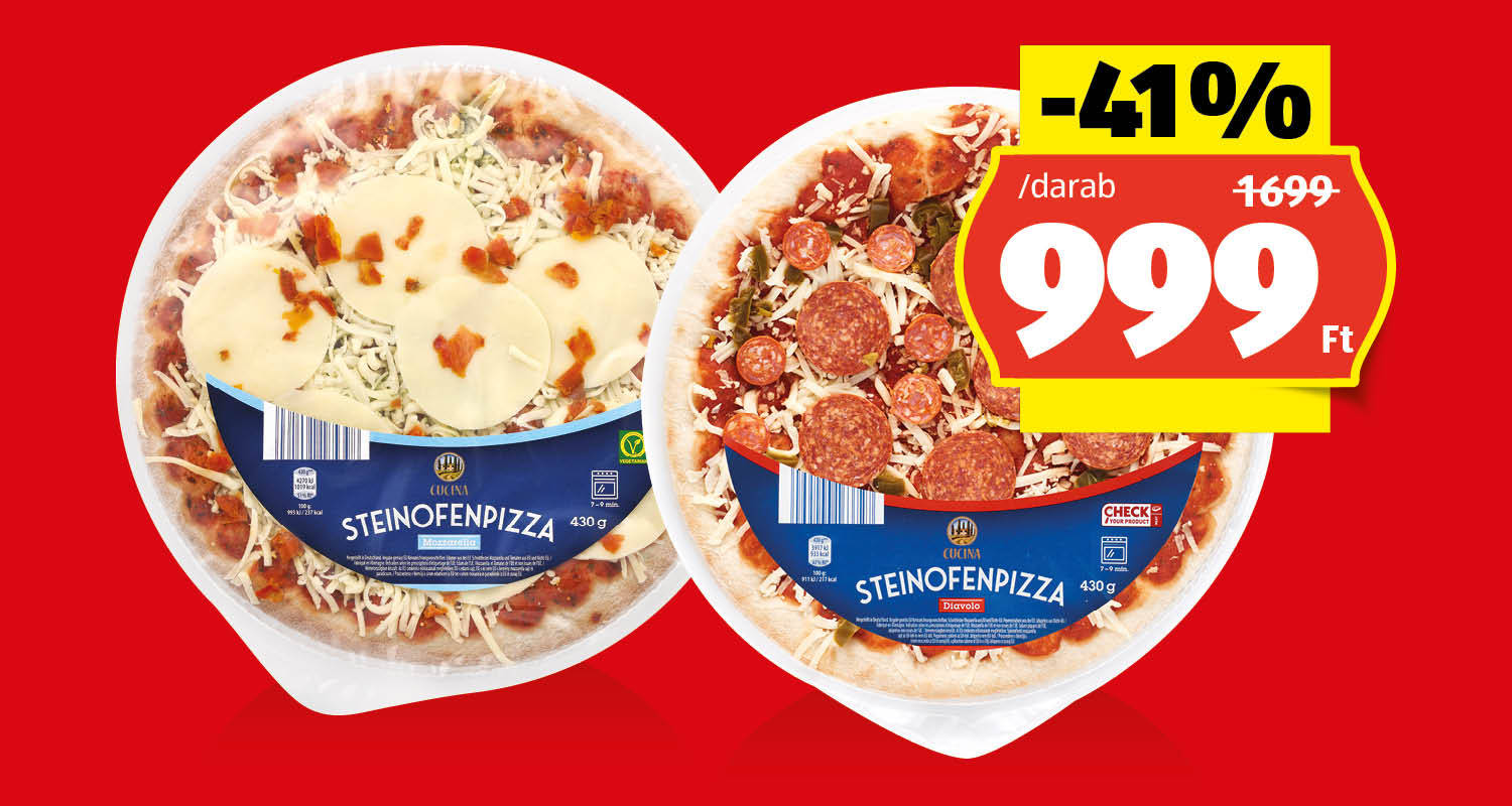 CUCINA Kövön sütött pizza, 430 g/darab