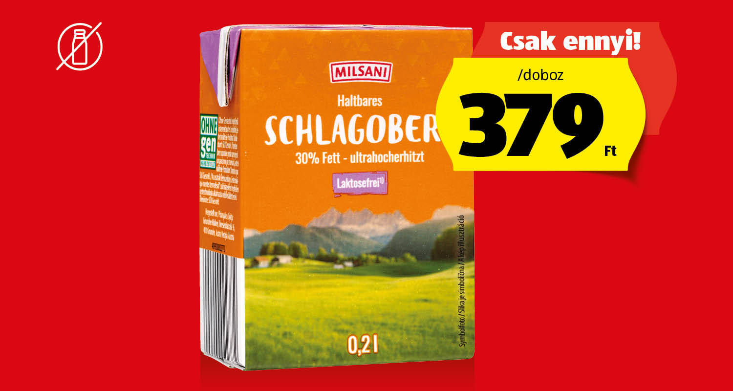 MILSANI Laktózmentes habtejszín, 0,2 l/doboz