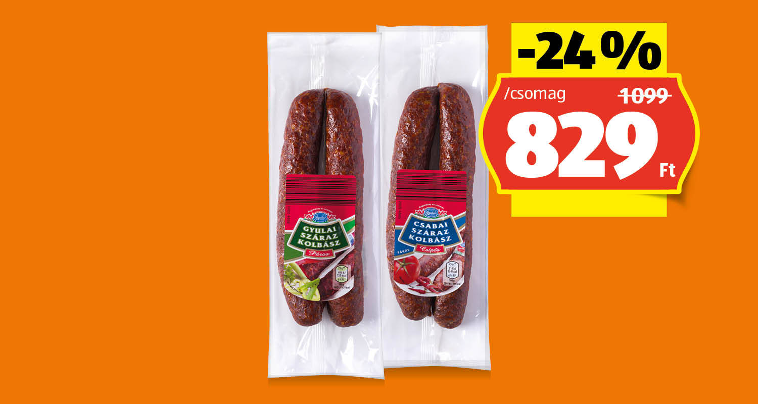 Gyulai vagy Csabai pároskolbász, 250 g/csomag