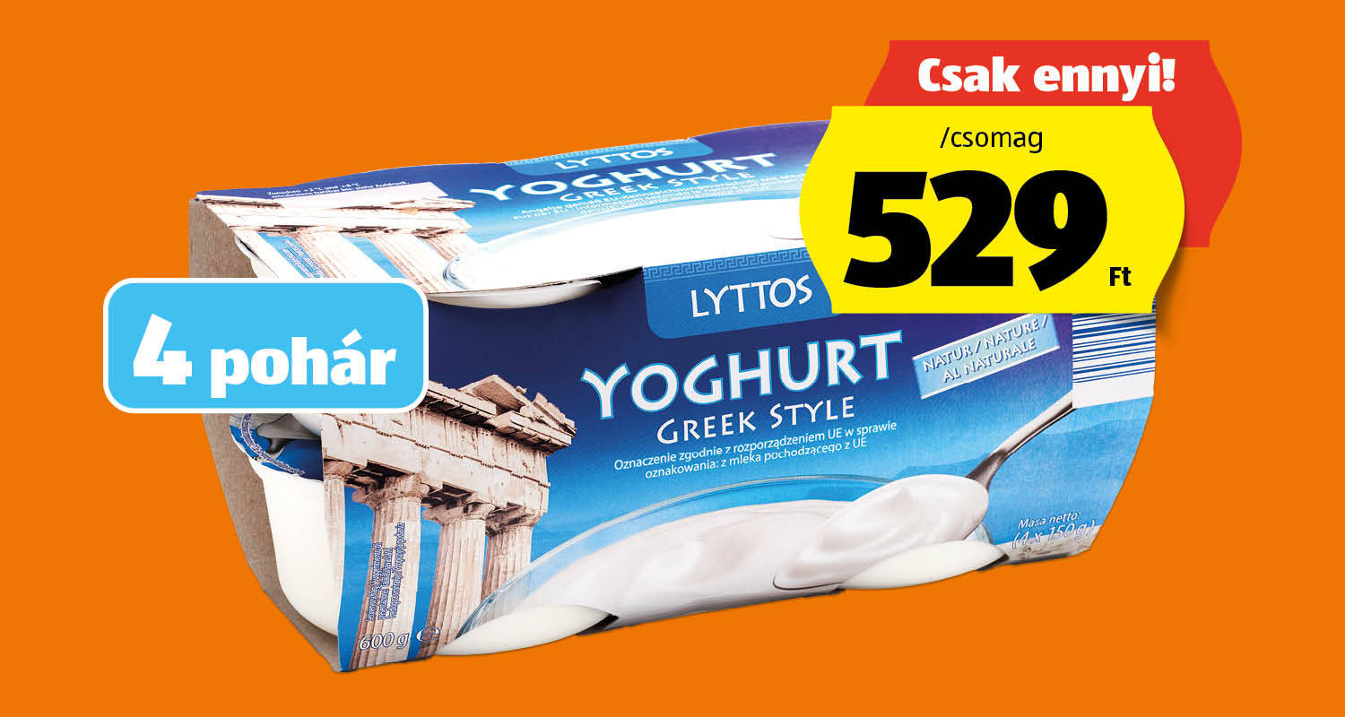 LYTTOS Élőflórás natúr joghurt, 4 x 150 g/csomag
