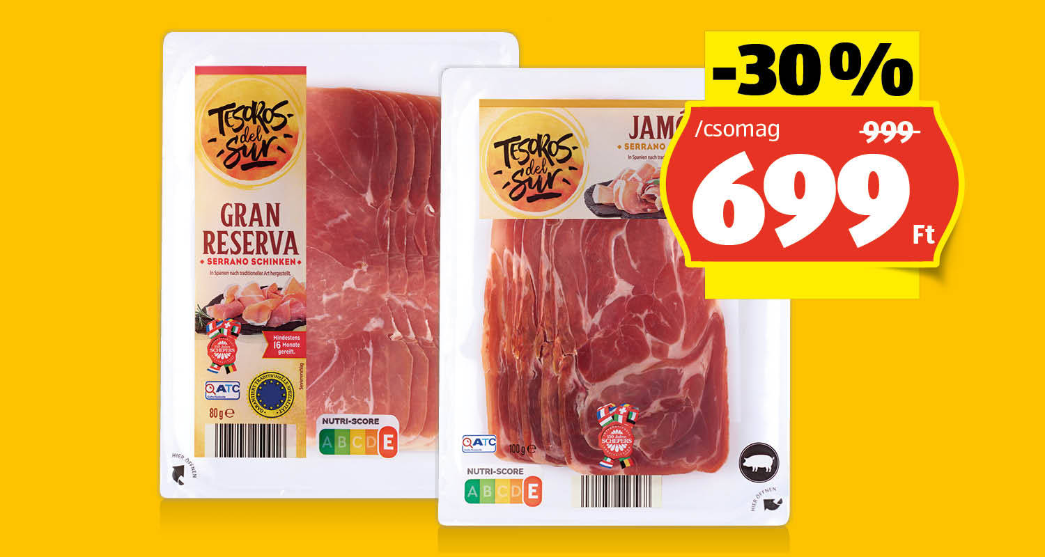 TESOROS DEL SUR Serrano sonka, 100 g vagy 80 g/csomag