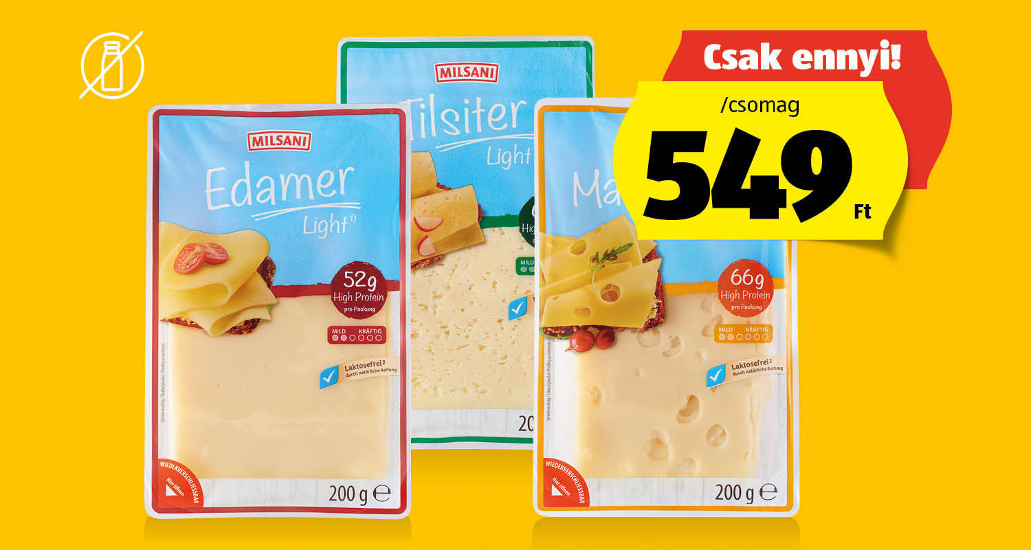 MILSANI Szeletelt sajt, 200 g/csomag