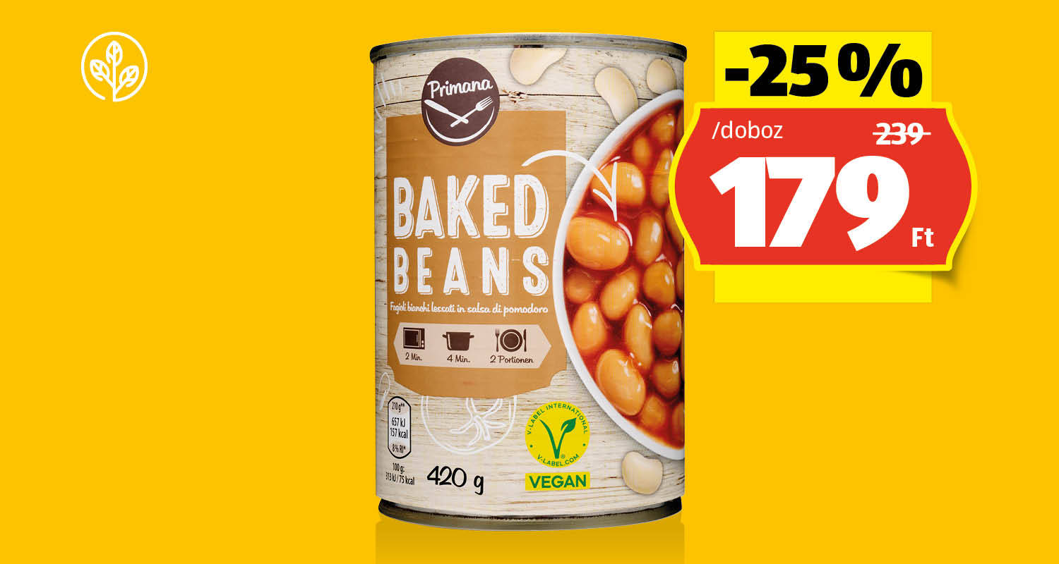 PRIMANA Baked beans, 420 g/doboz