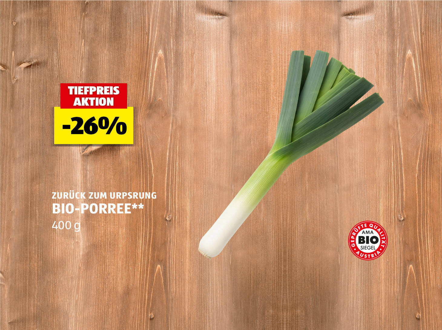Bio-Porree, 400 g, -26% preisgesenkt gegenüber dem am 22.10. gültigen Verkaufspreis