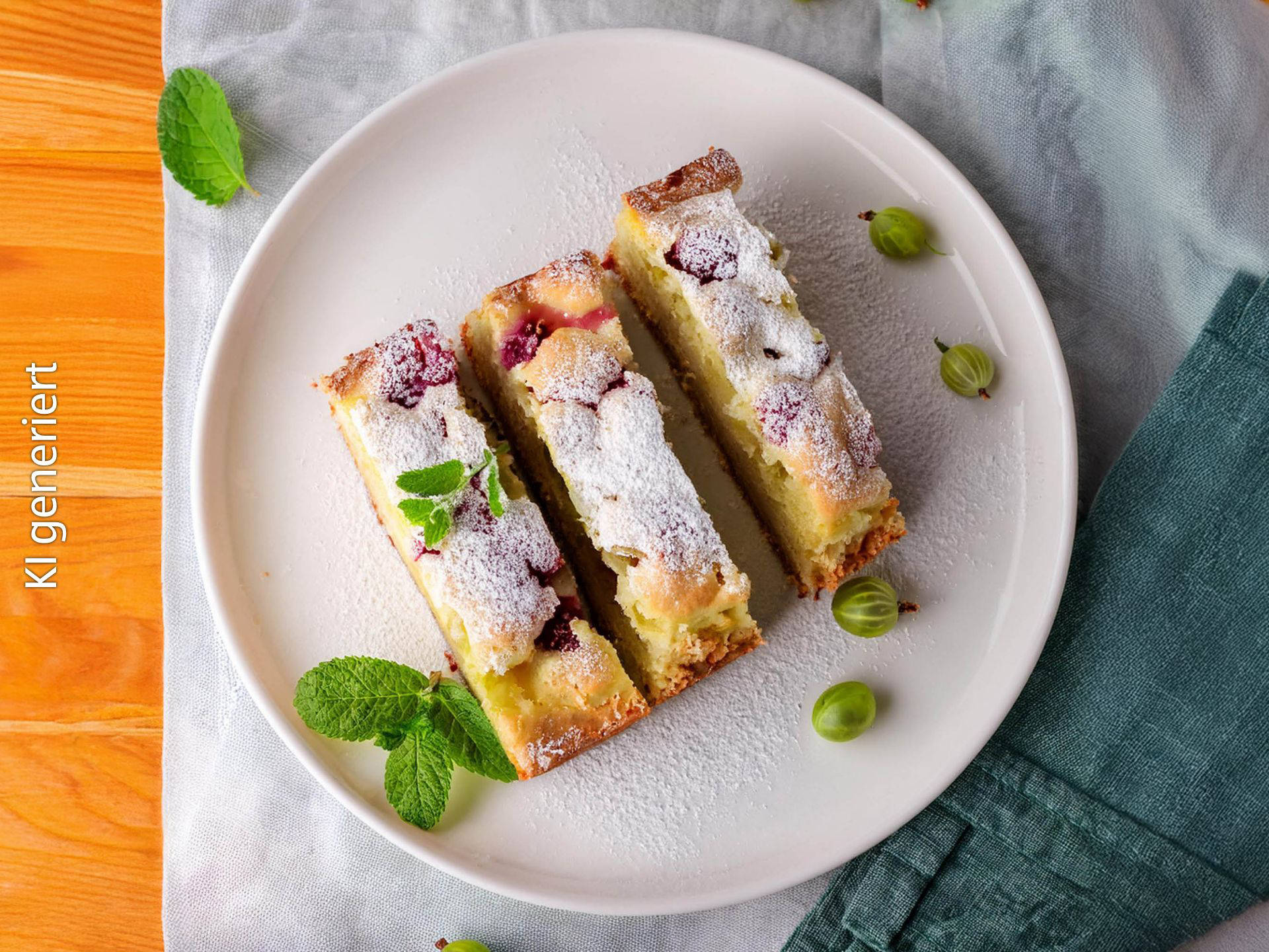Serviervorschlag: Stachelbeerkuchen mit Schmand