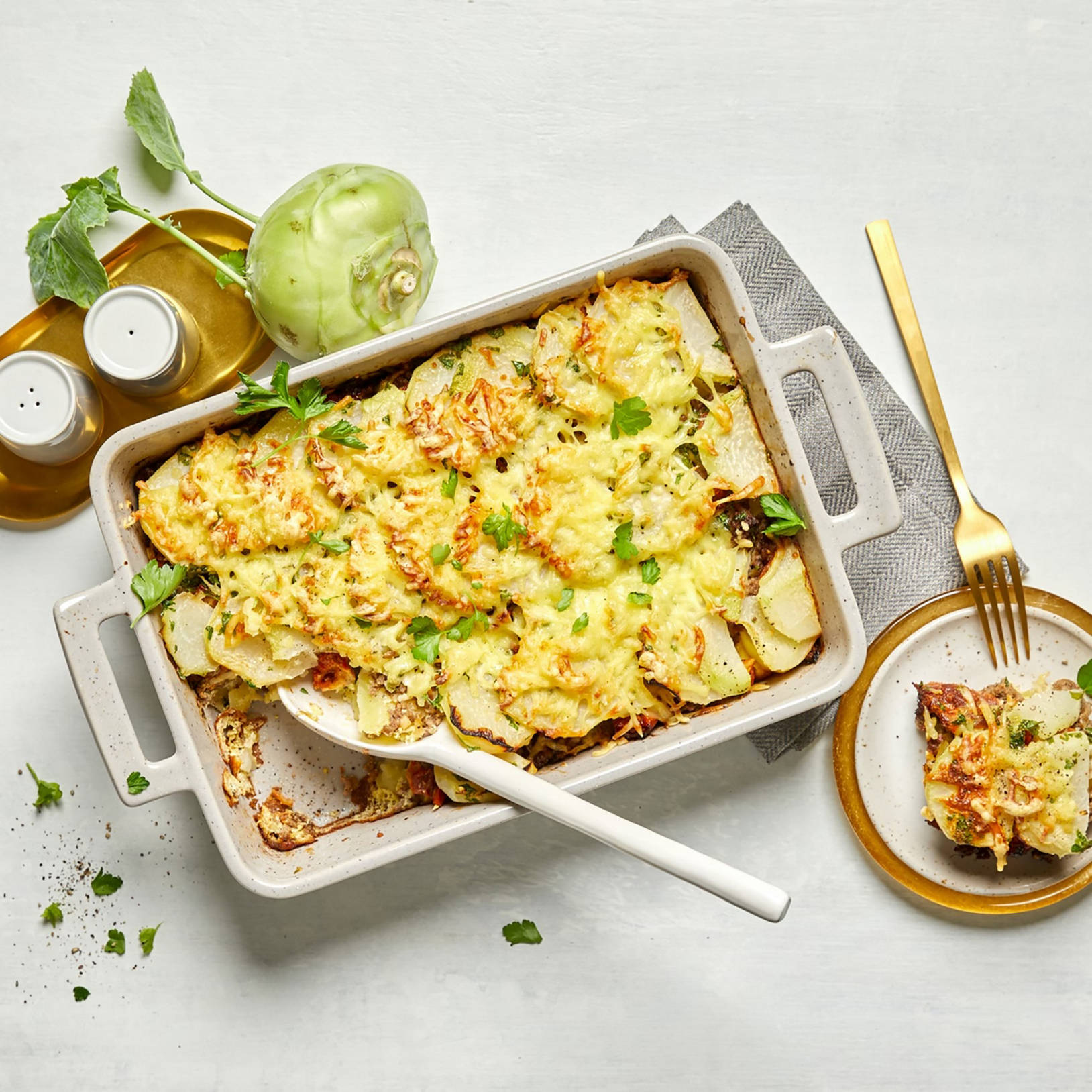 Kohlrabi-Hack-Auflauf