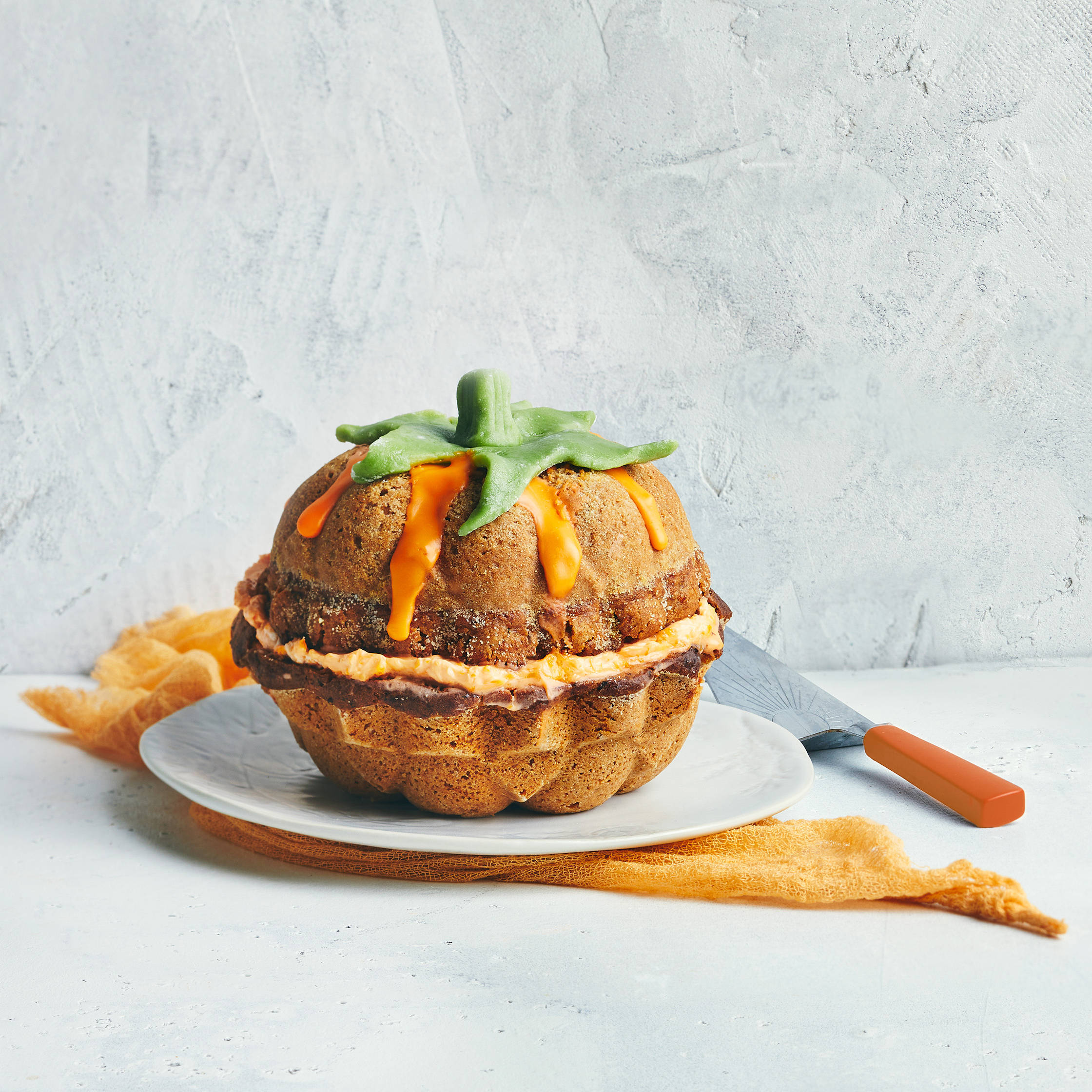 Serviervorschlag: Kürbiskuchen für Halloween