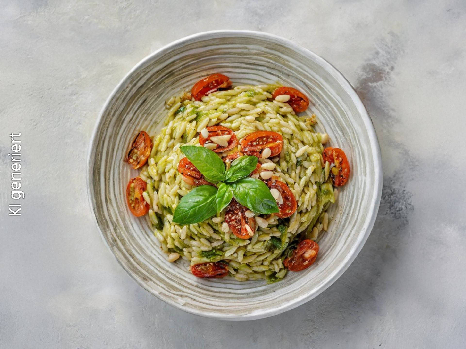 Risoni mit Pesto-Genovese und Cherrytomaten