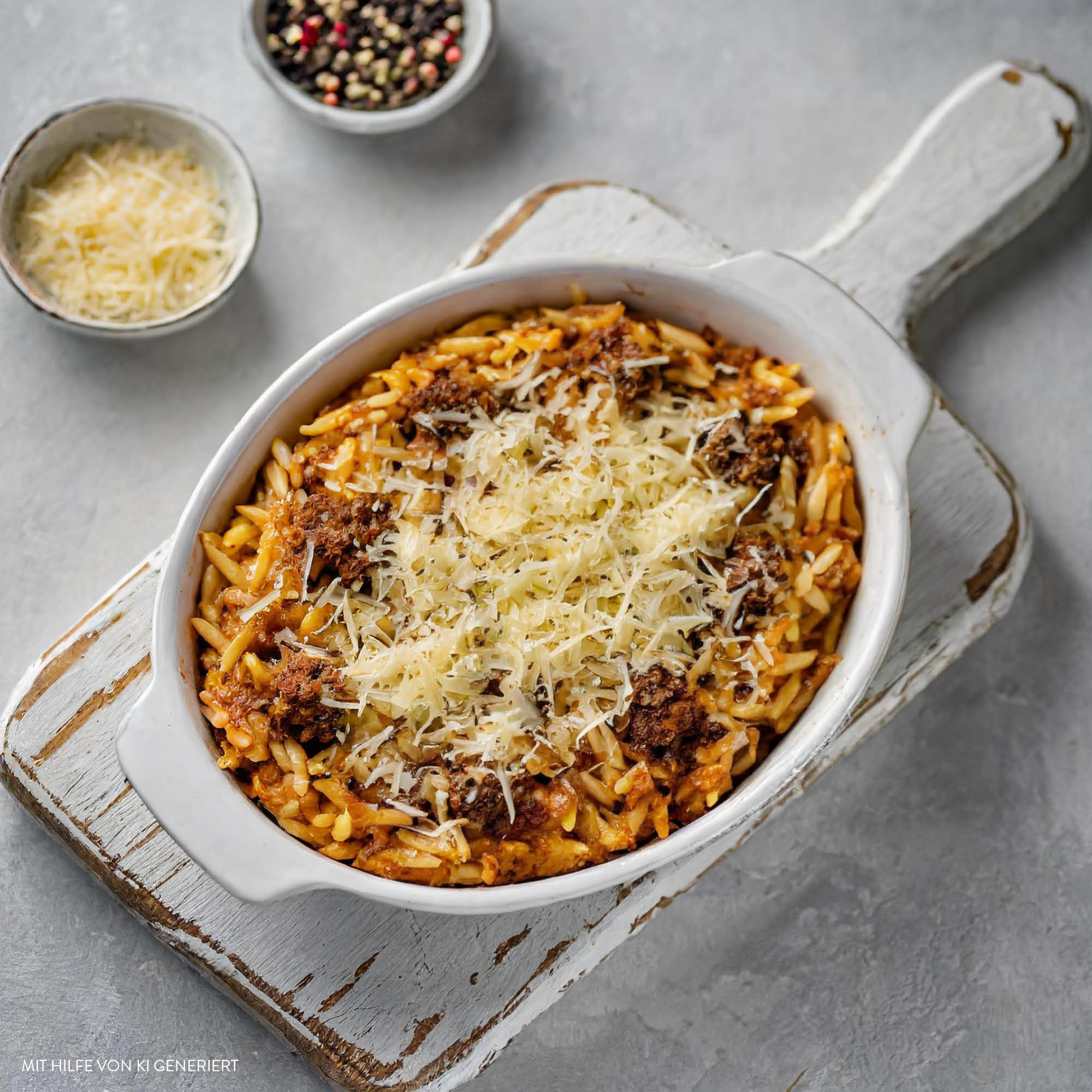 Knuspriger Risoni-Auflauf mit Hackfleisch und Käse