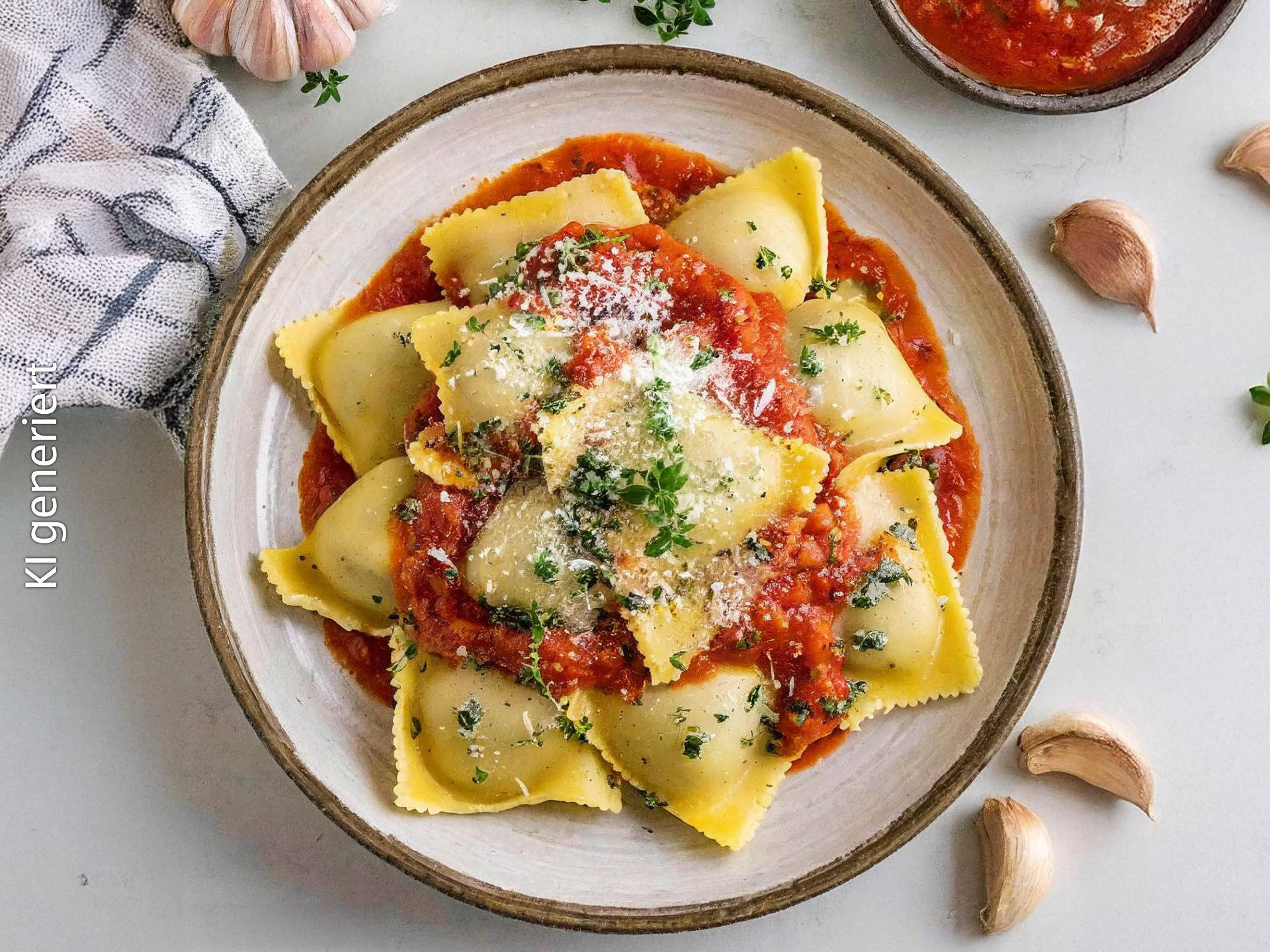 Vegetarische Ravioli mit Tomatensauce
