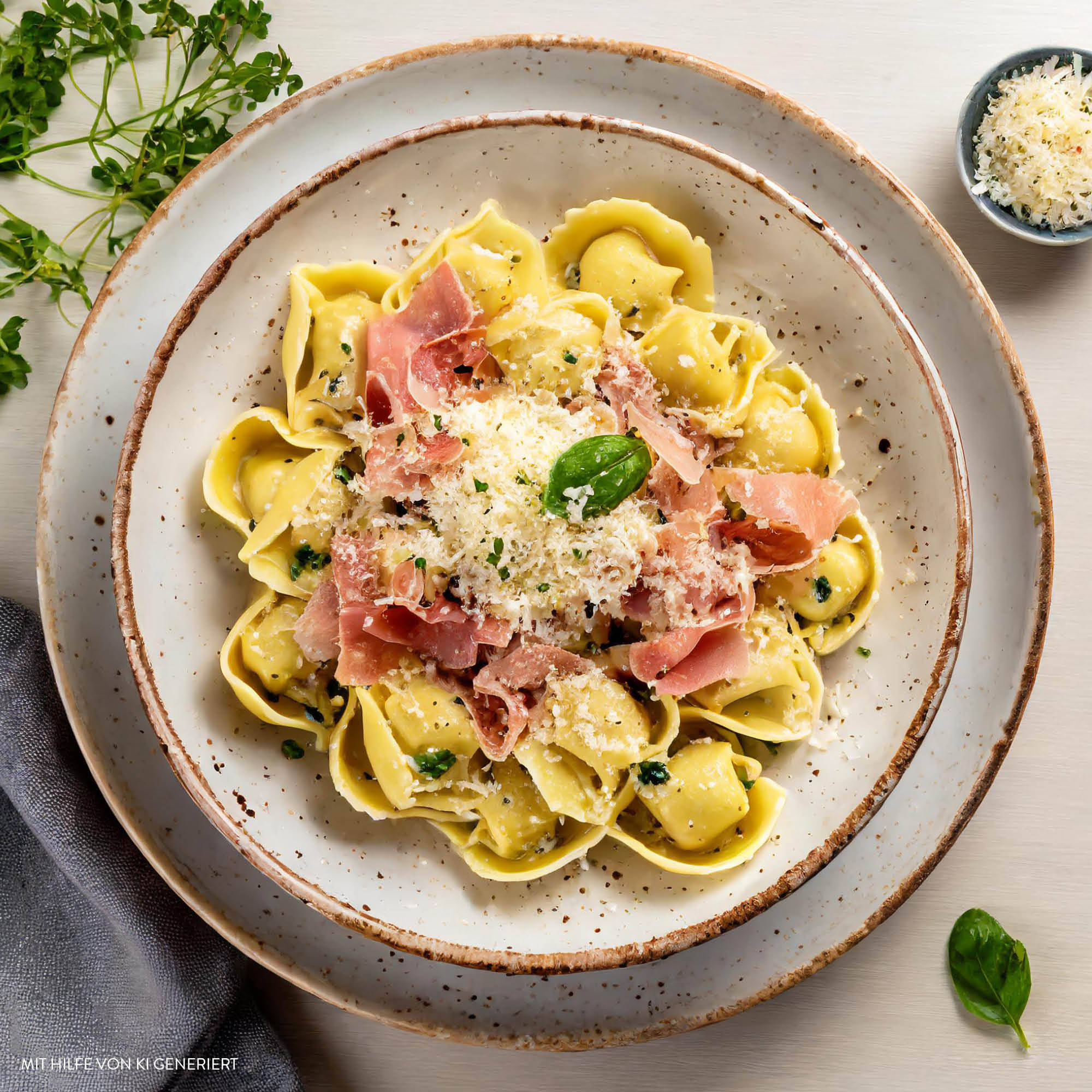 Tortellini mit Schinken-Sahne-Sauce