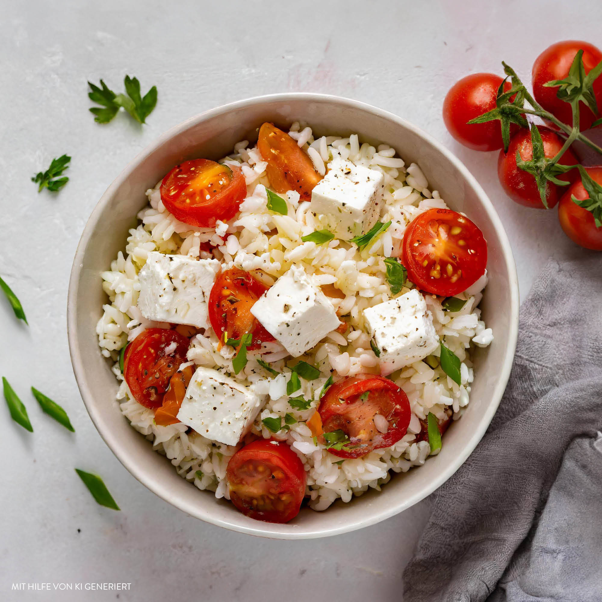 Griechischer Reissalat mit Feta