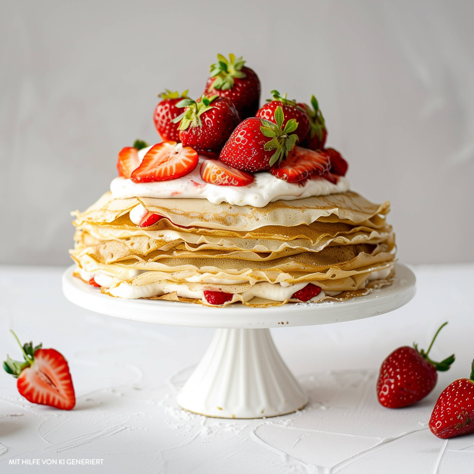 Crêpe-Torte mit Erdbeeren