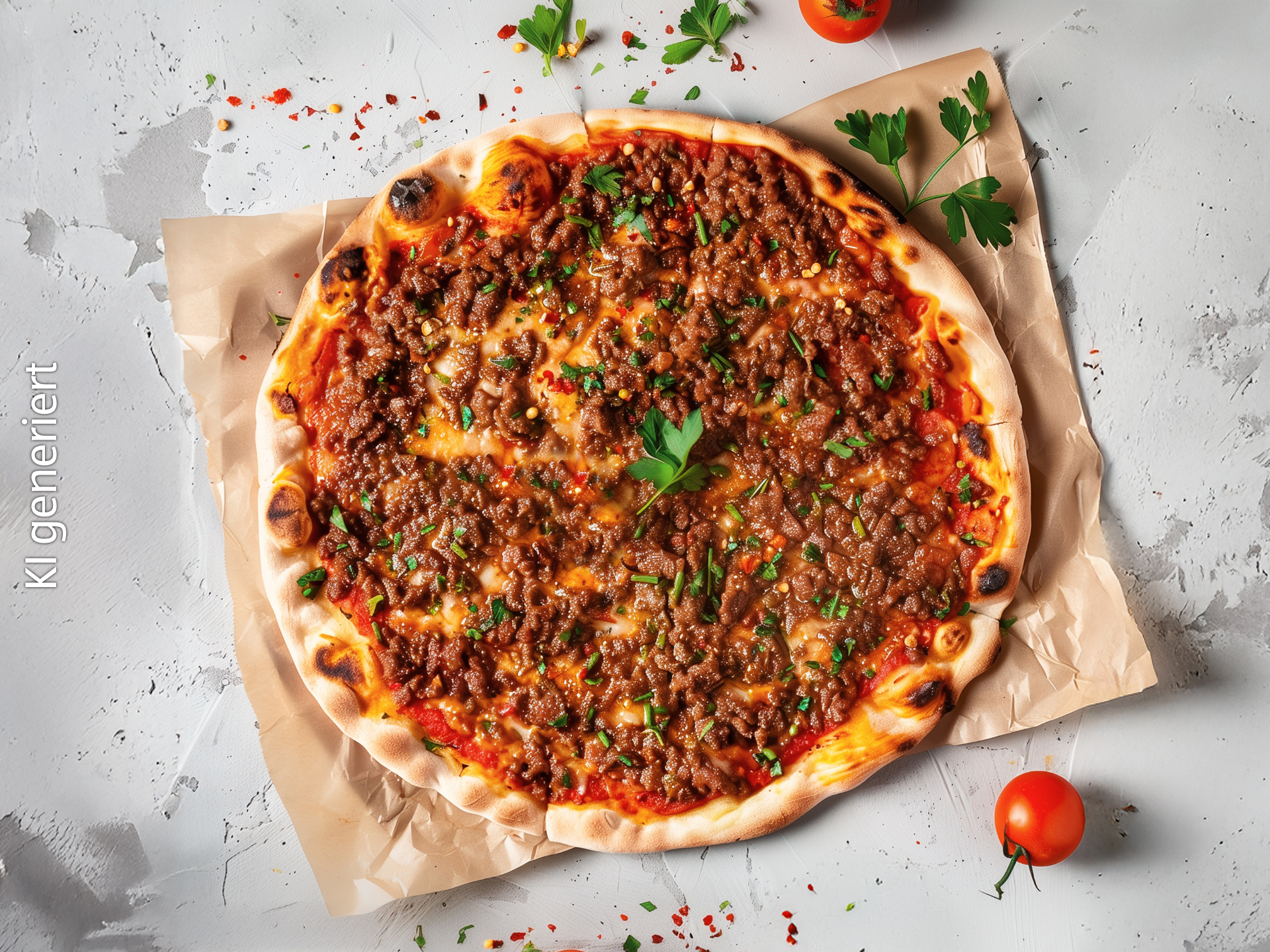 Serviervorschlag: Türkische Pizza (Lahmacun)