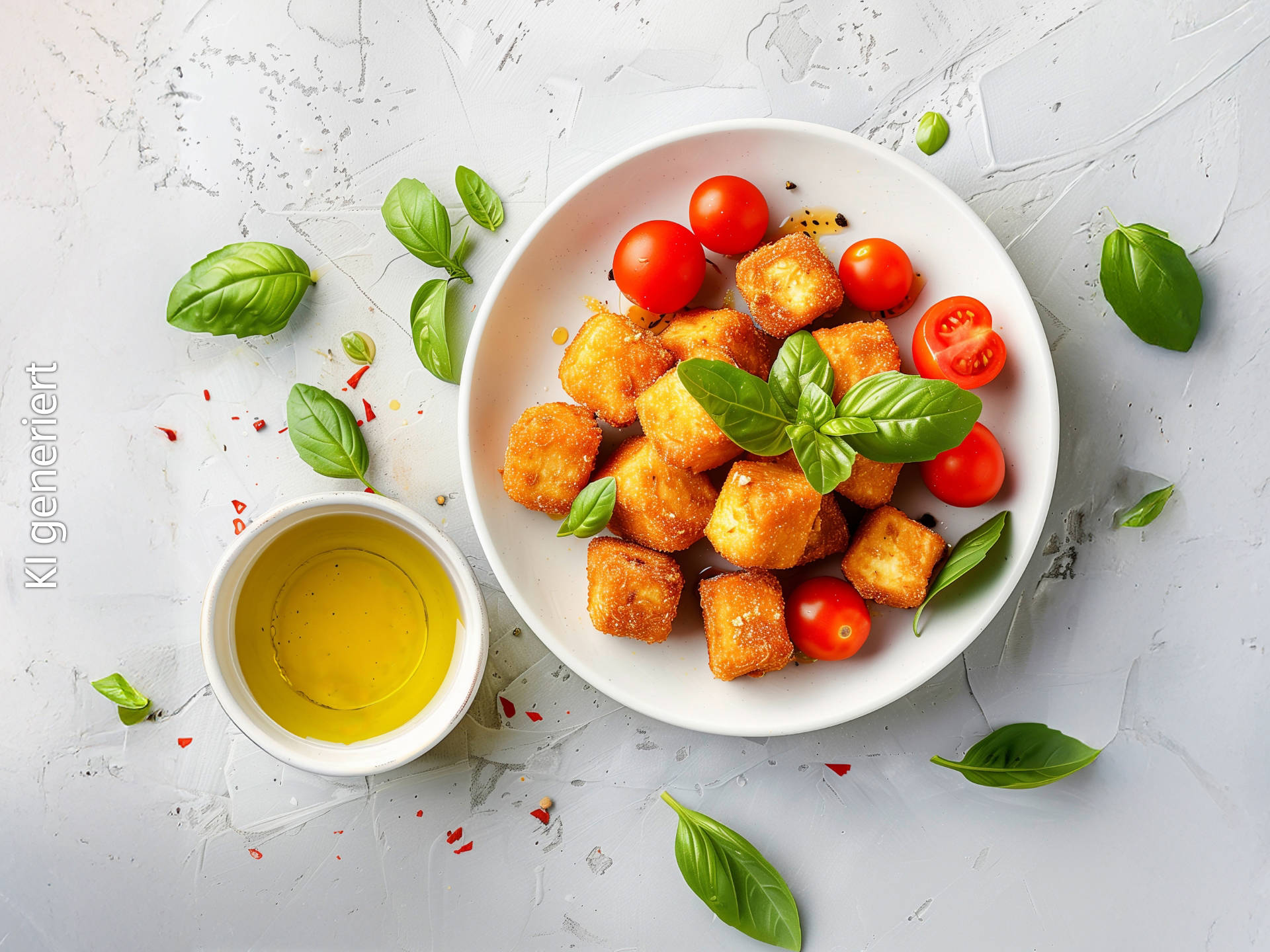 Serviervorschlag: Panierte Feta-Würfel