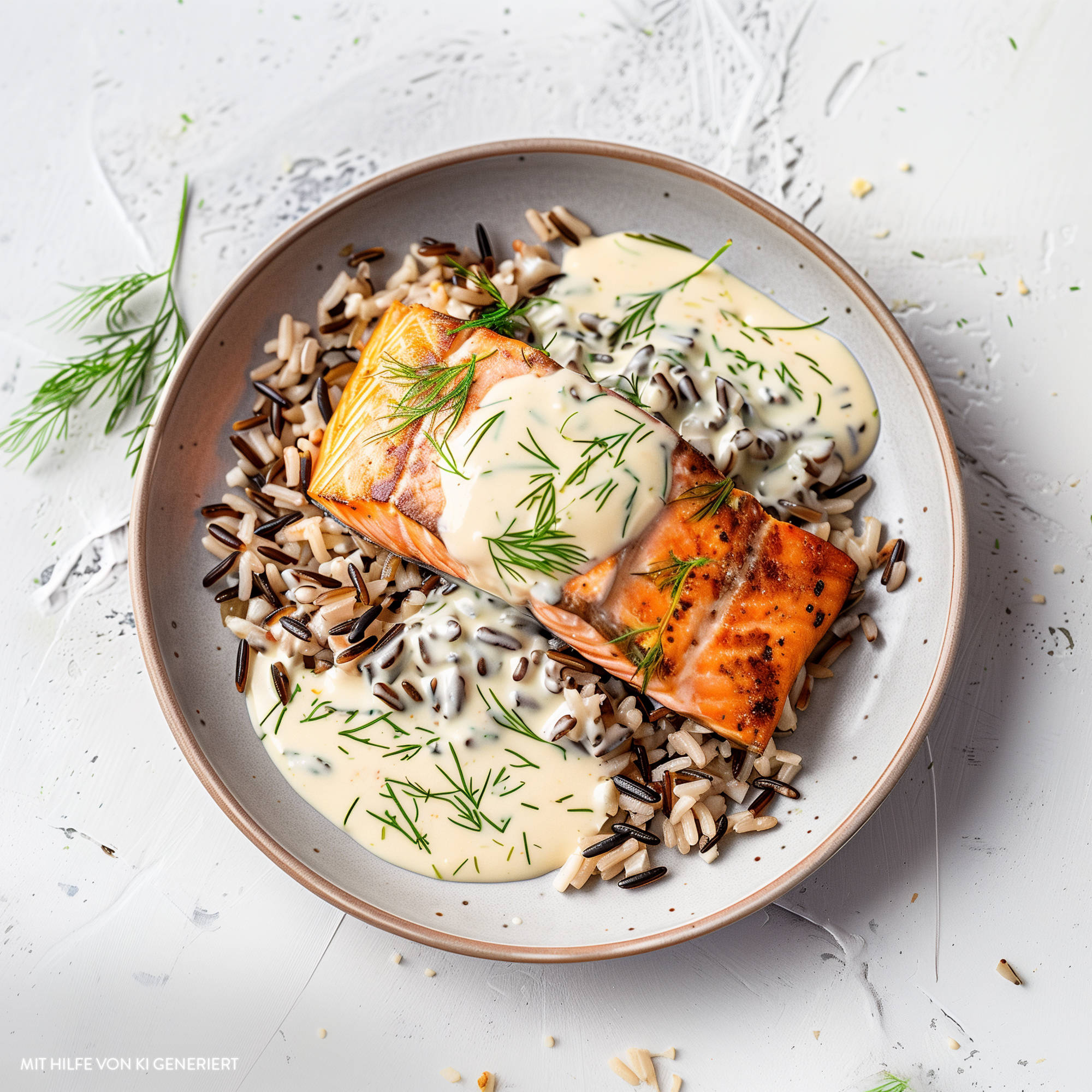 Serviervorschlag: Wildreis mit Lachs