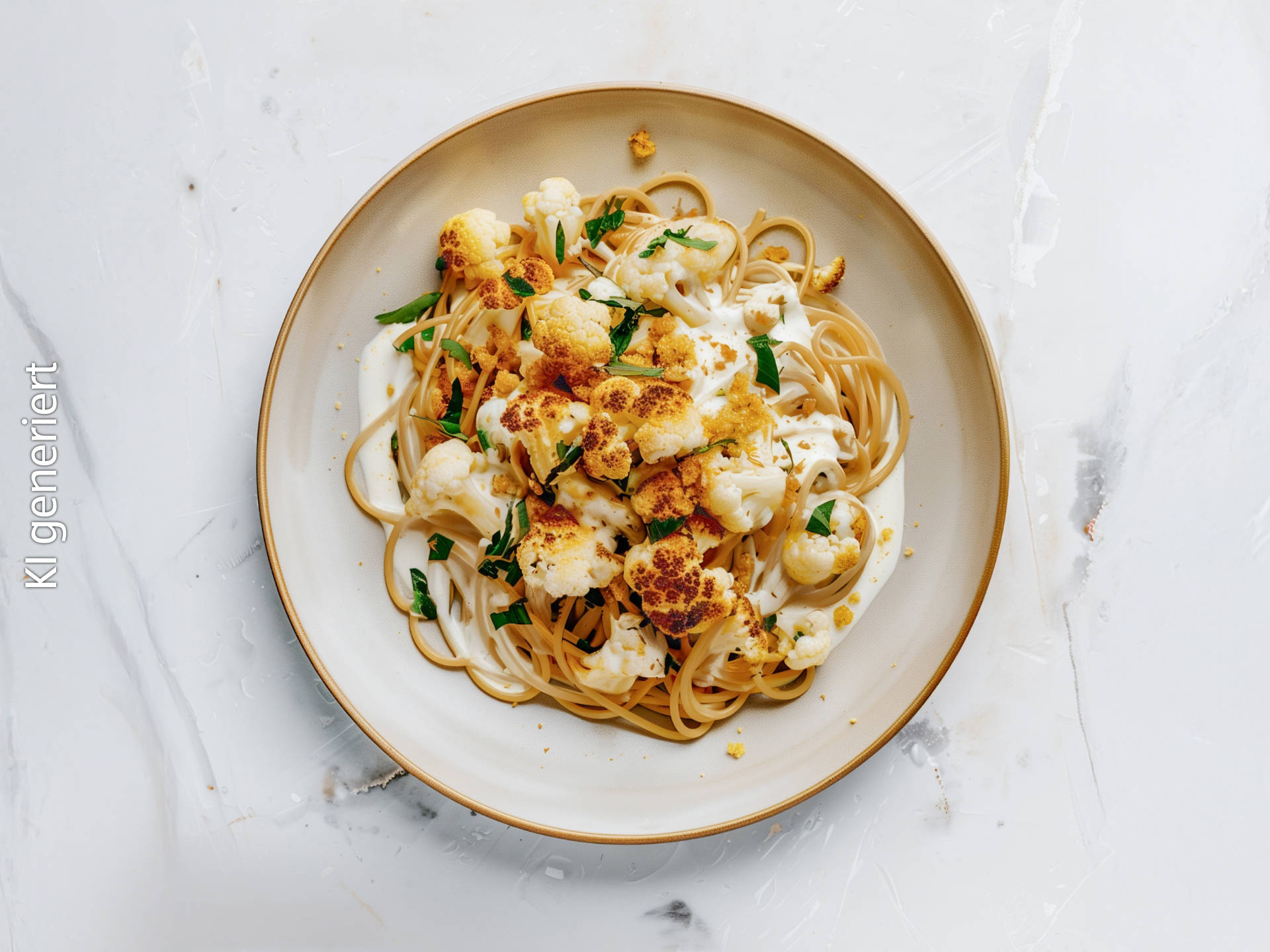 Dinkel-Spaghetti mit Blumenkohl-Carbonara