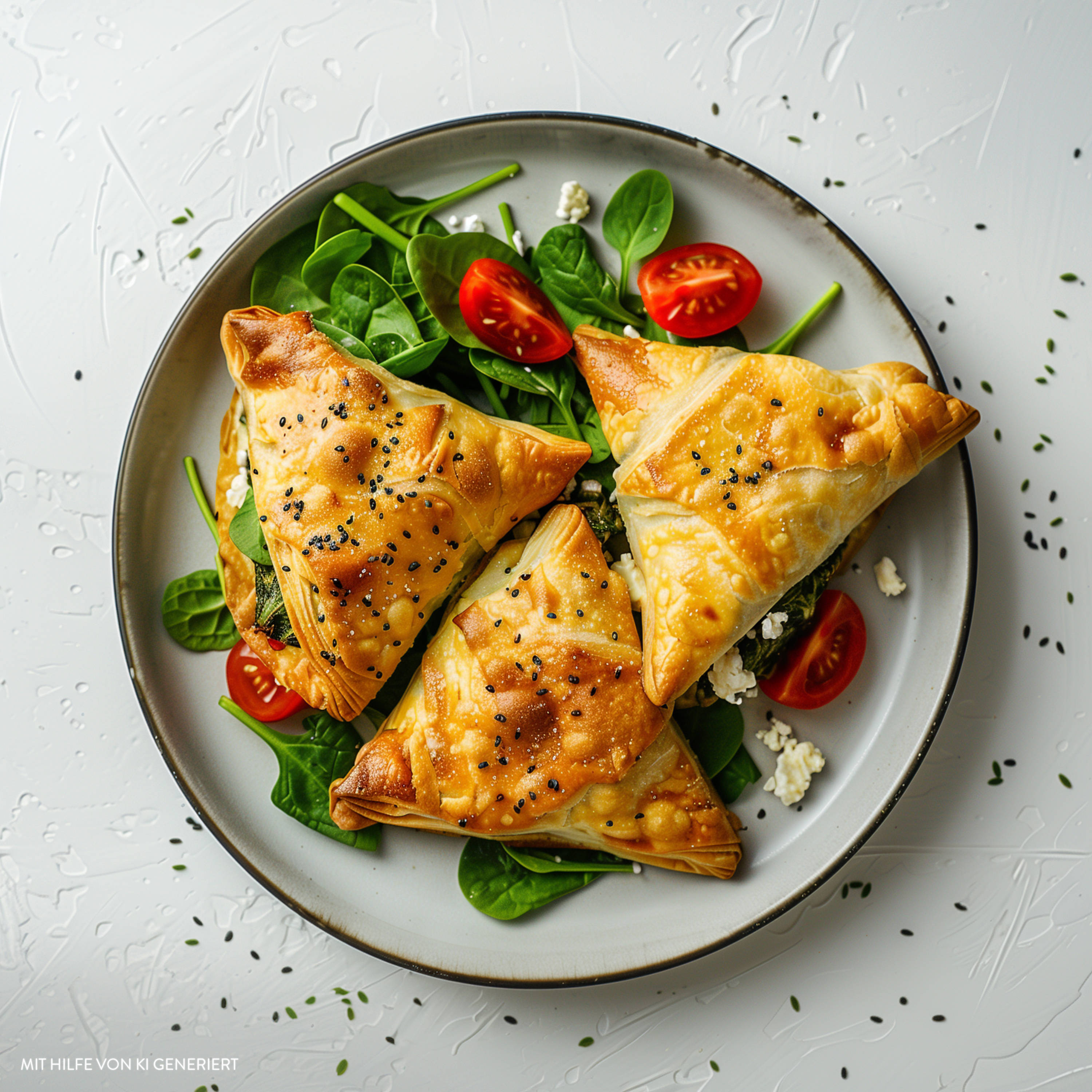 Serviervorschlag: Gefüllte Blätterteigtaschen