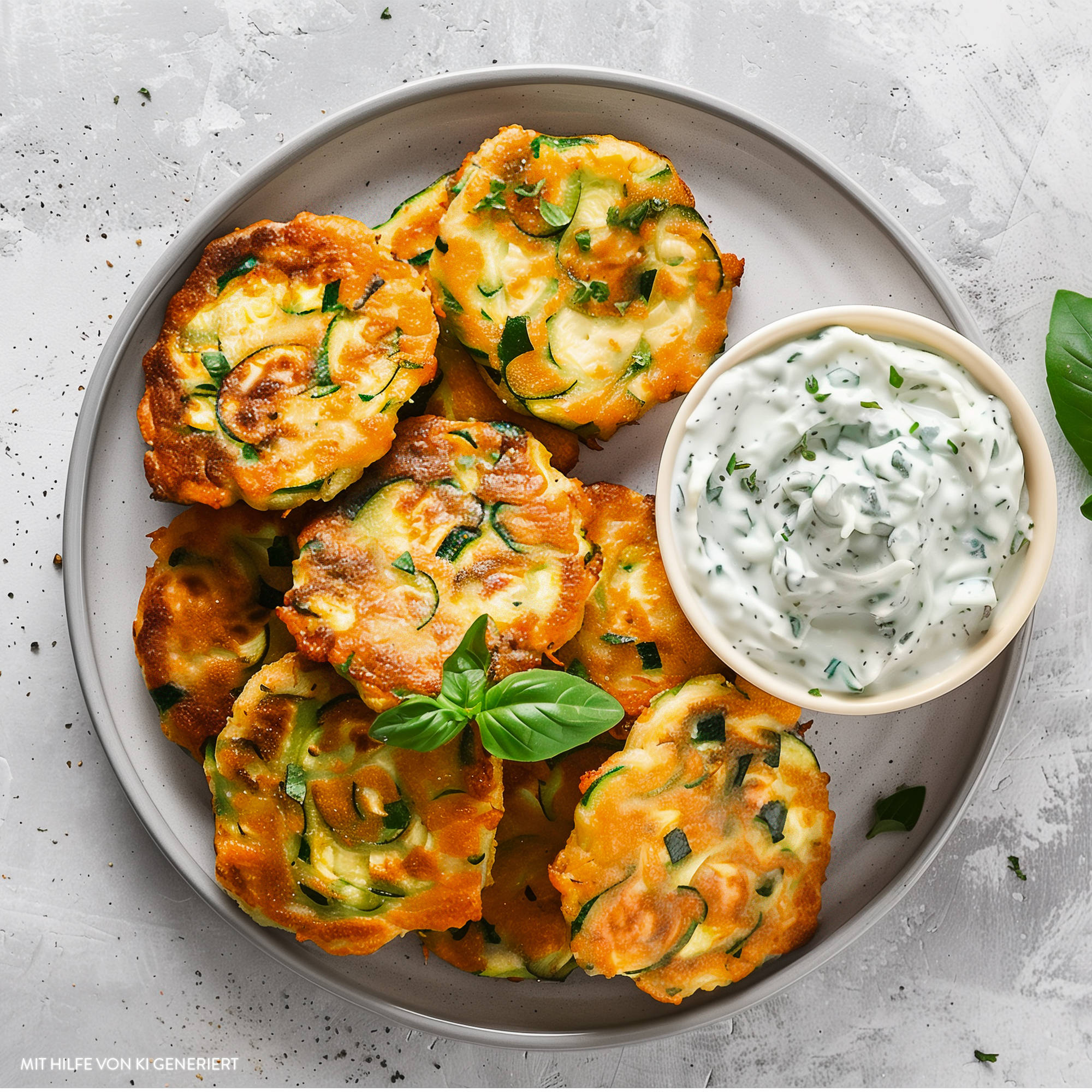 Zucchinipuffer mit Tsatsiki