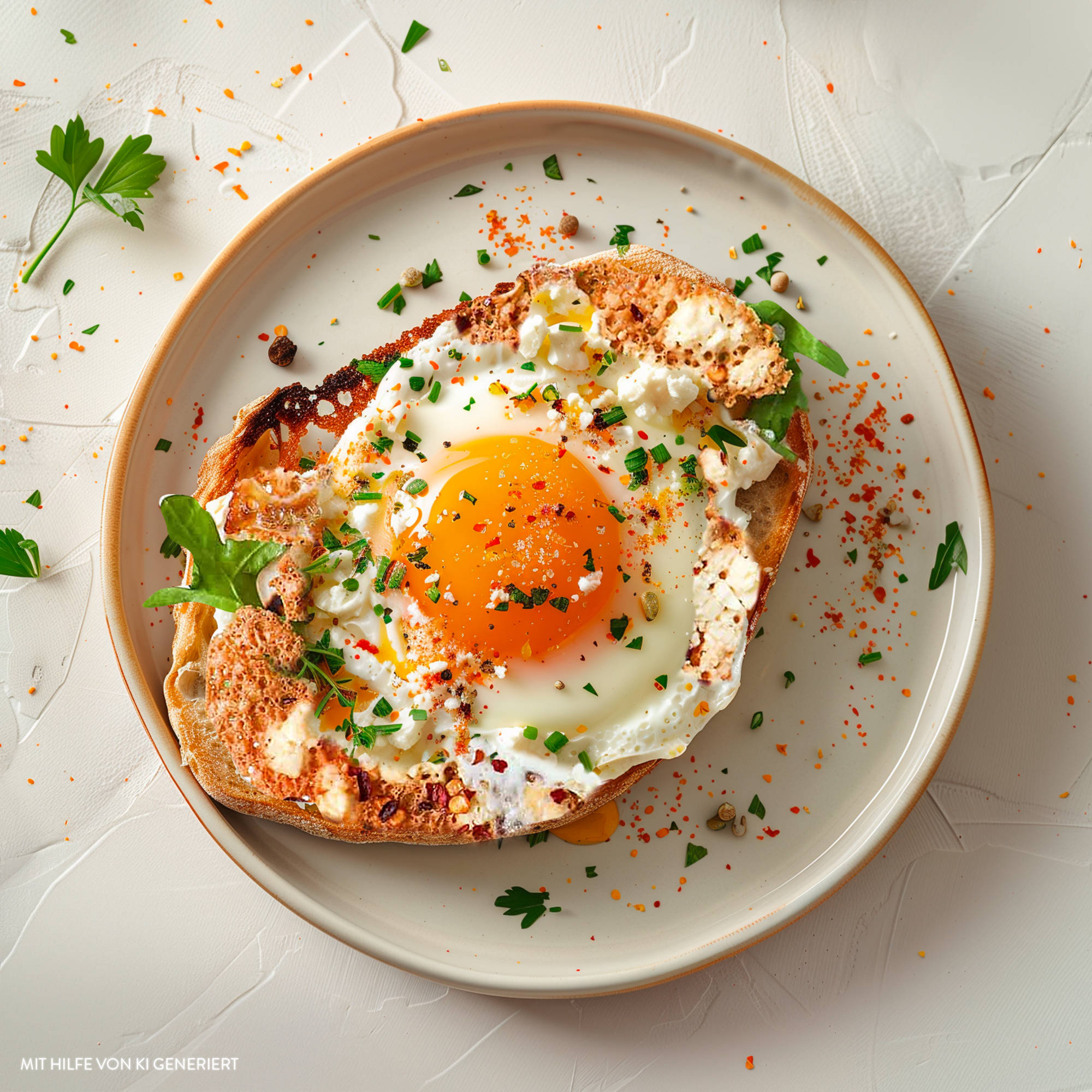 Serviervorschlag: Feta-Spiegelei