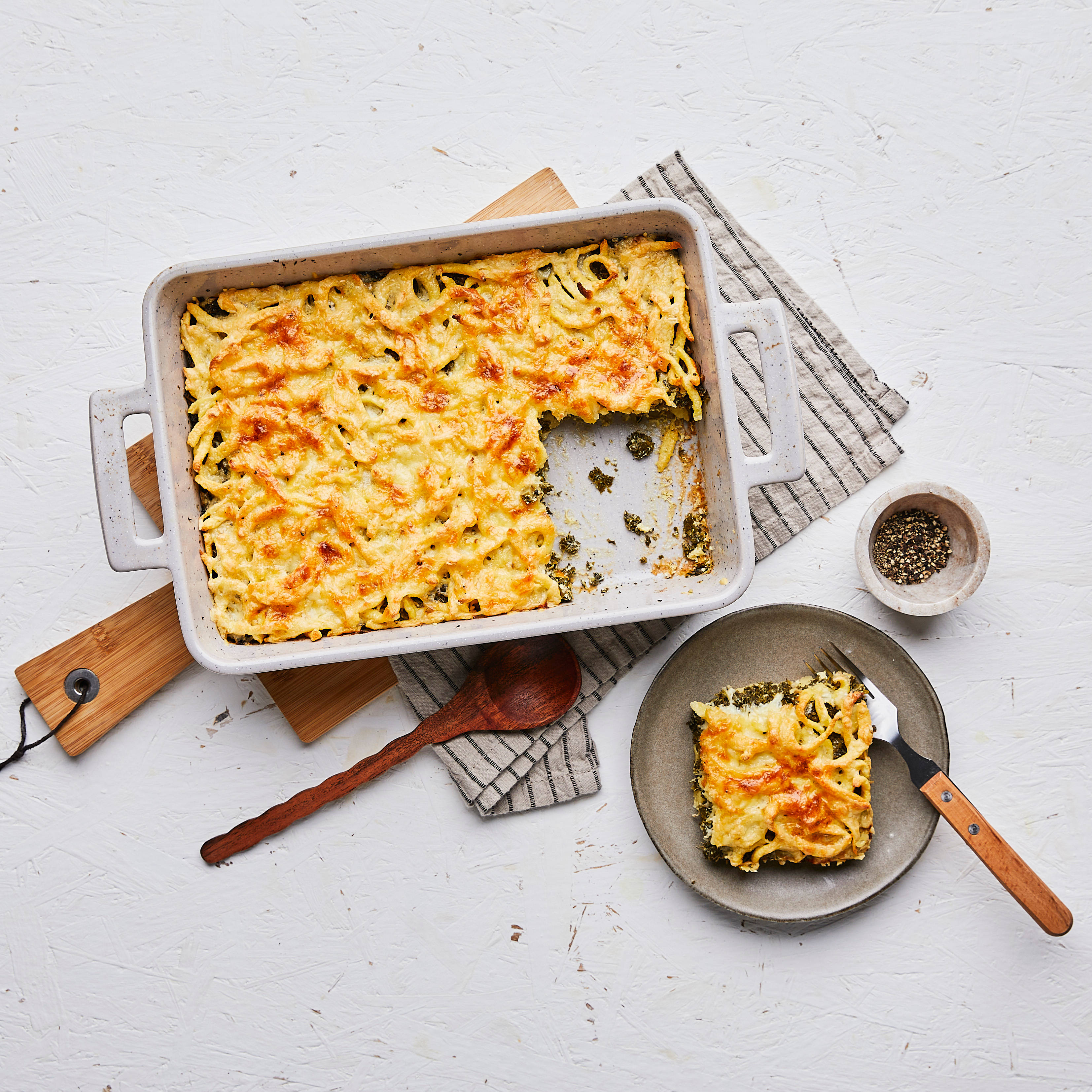 Grünkohl-Spätzle-Auflauf