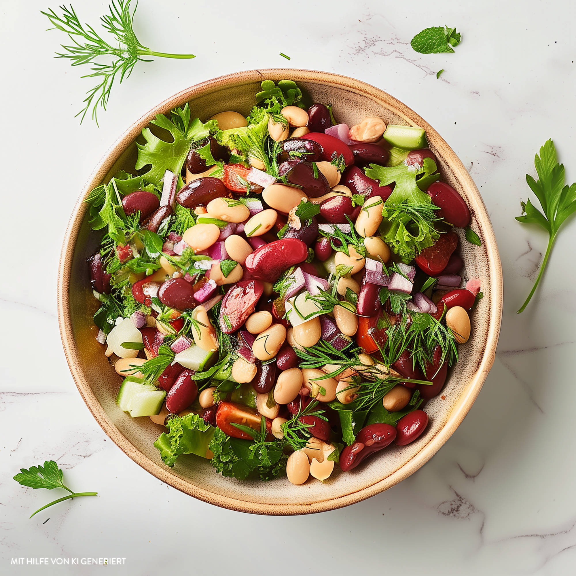 Serviervorschlag: Dense Bean Salad (mediterraner Bohnensalat) 