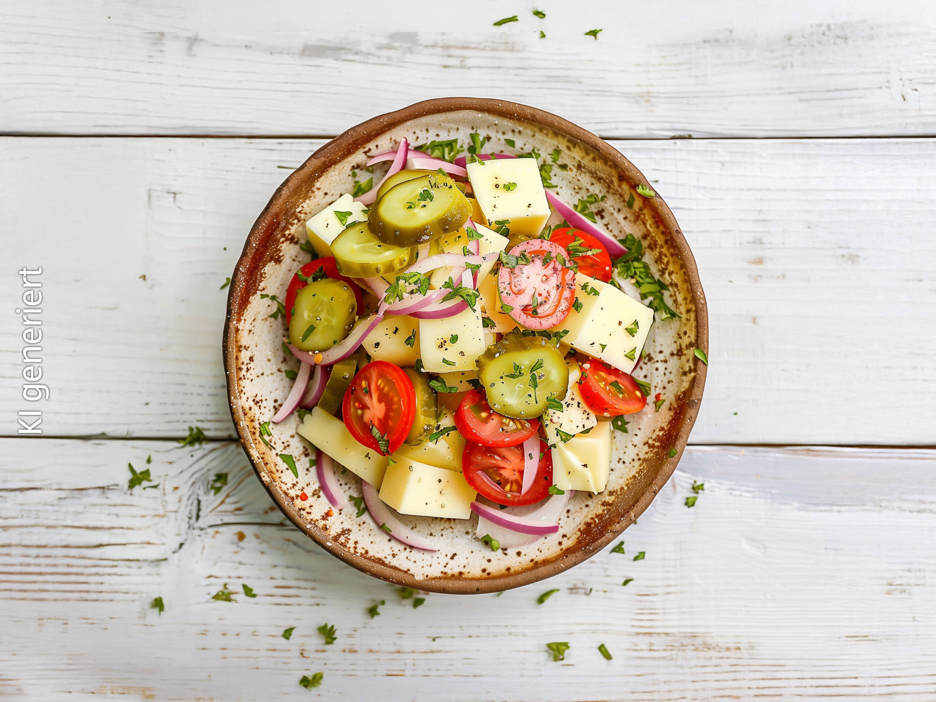 Serviervorschlag: Schweizer Käsesalat mit Gurken
