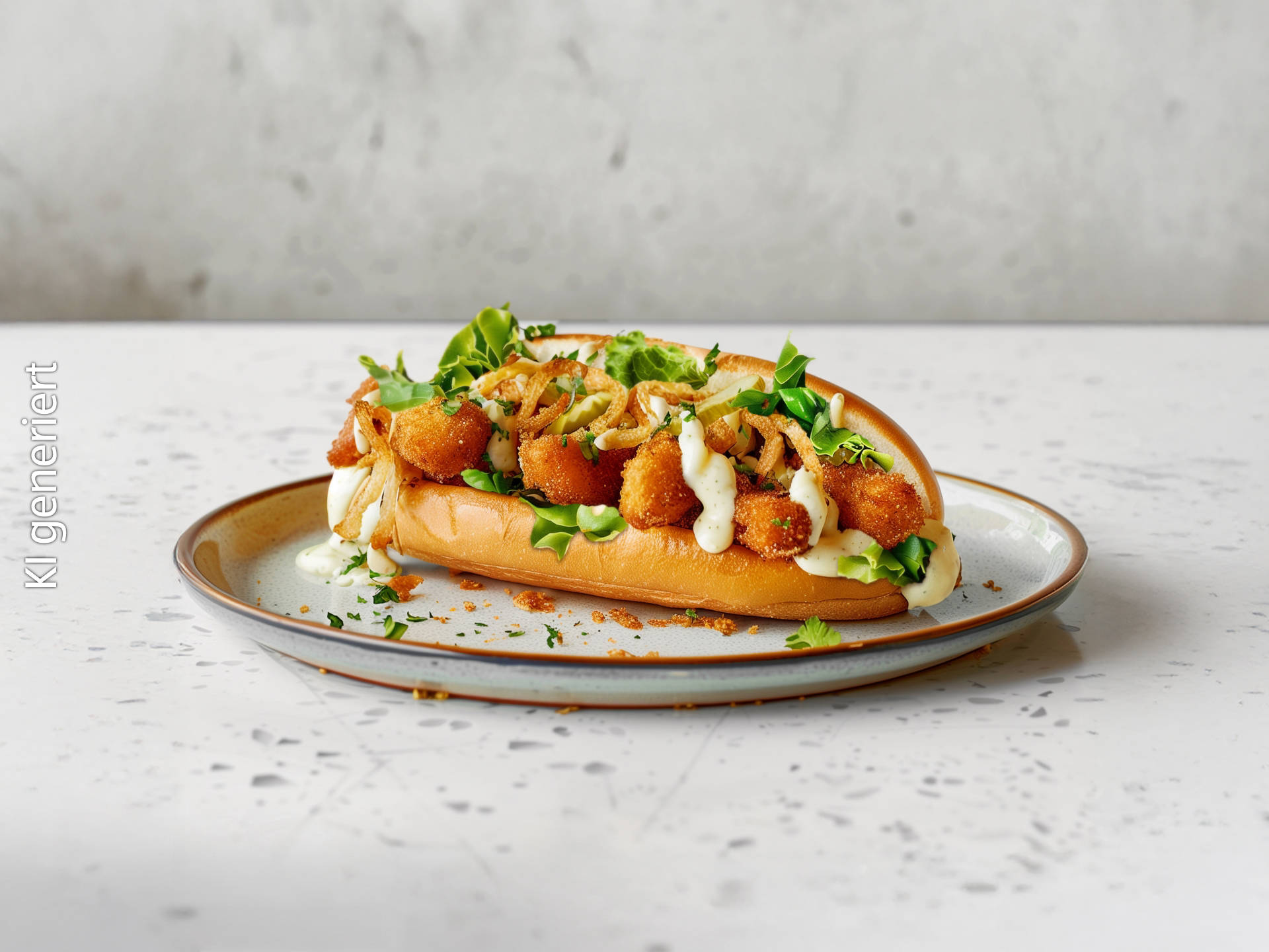 Serviervorschlag: Fischstäbchen-Hot-Dog