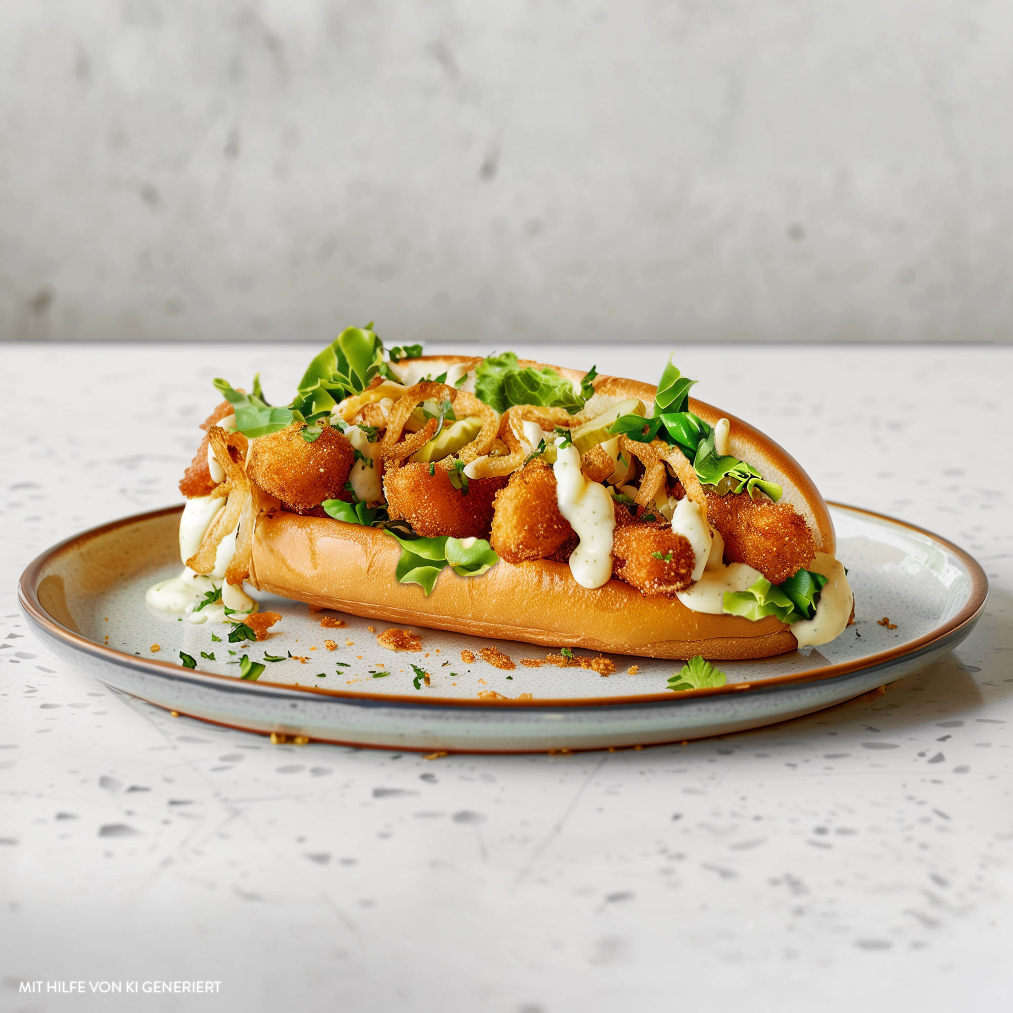 Serviervorschlag: Fischstäbchen-Hot-Dog