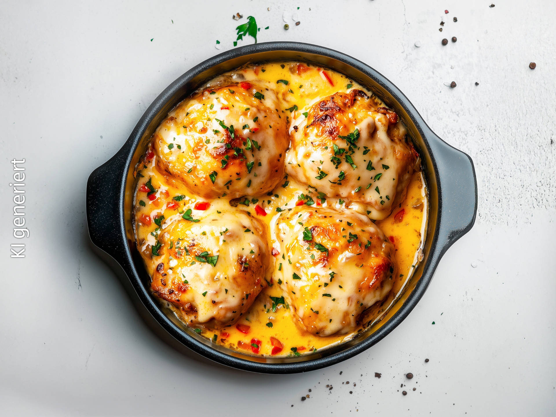 Serviervorschlag: Cheesy Hähnchenschnitzel