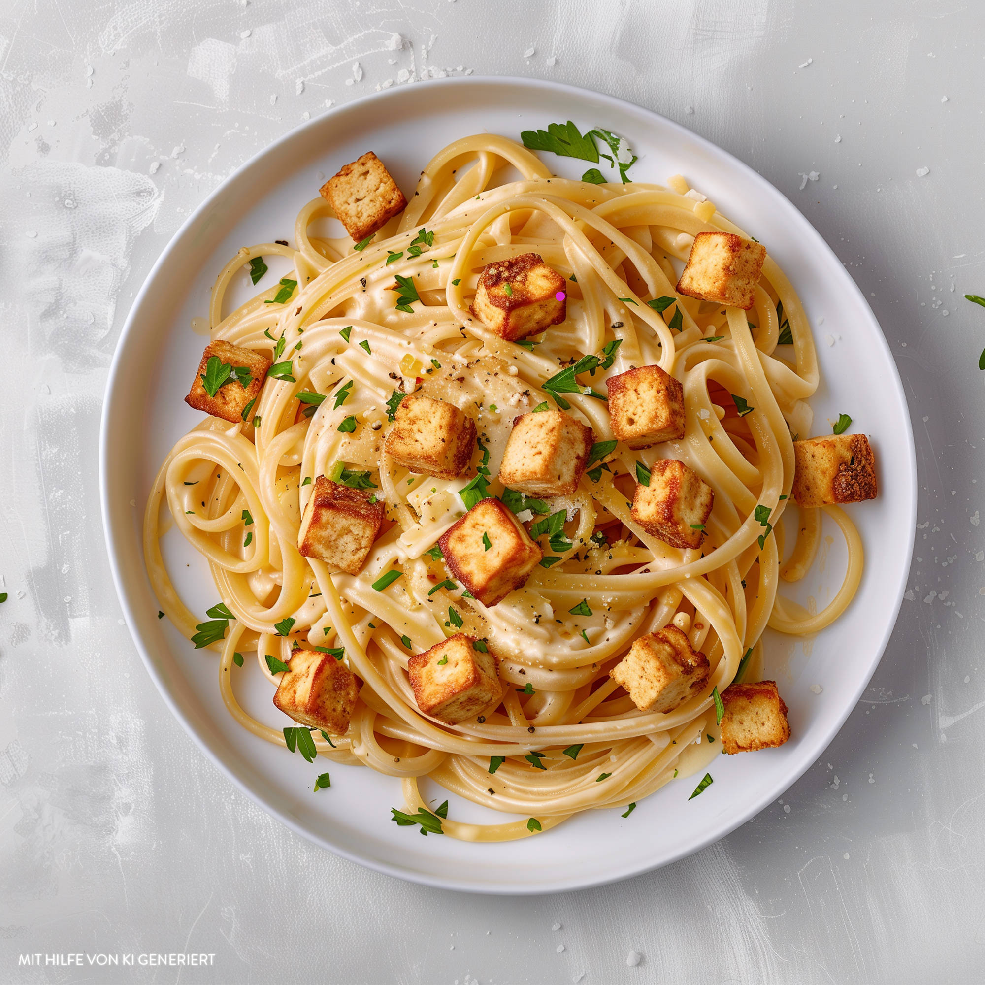Serviervorschlag: Vegane Spaghetti-Carbonara