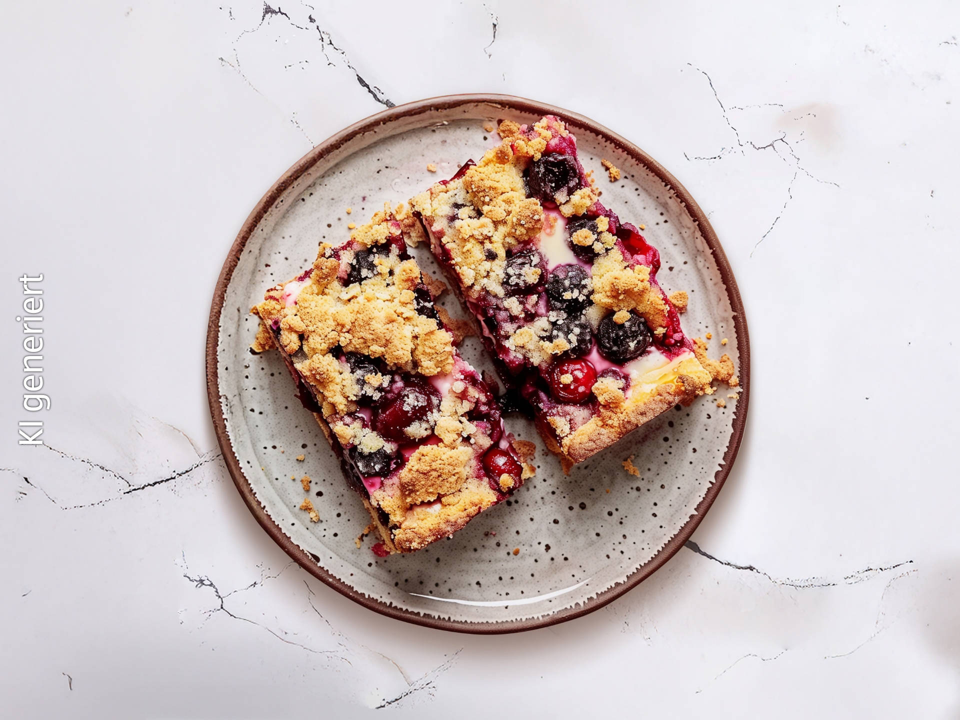 Serviervorschlag: Sauerteig-Kirschkuchen mit Streuseln