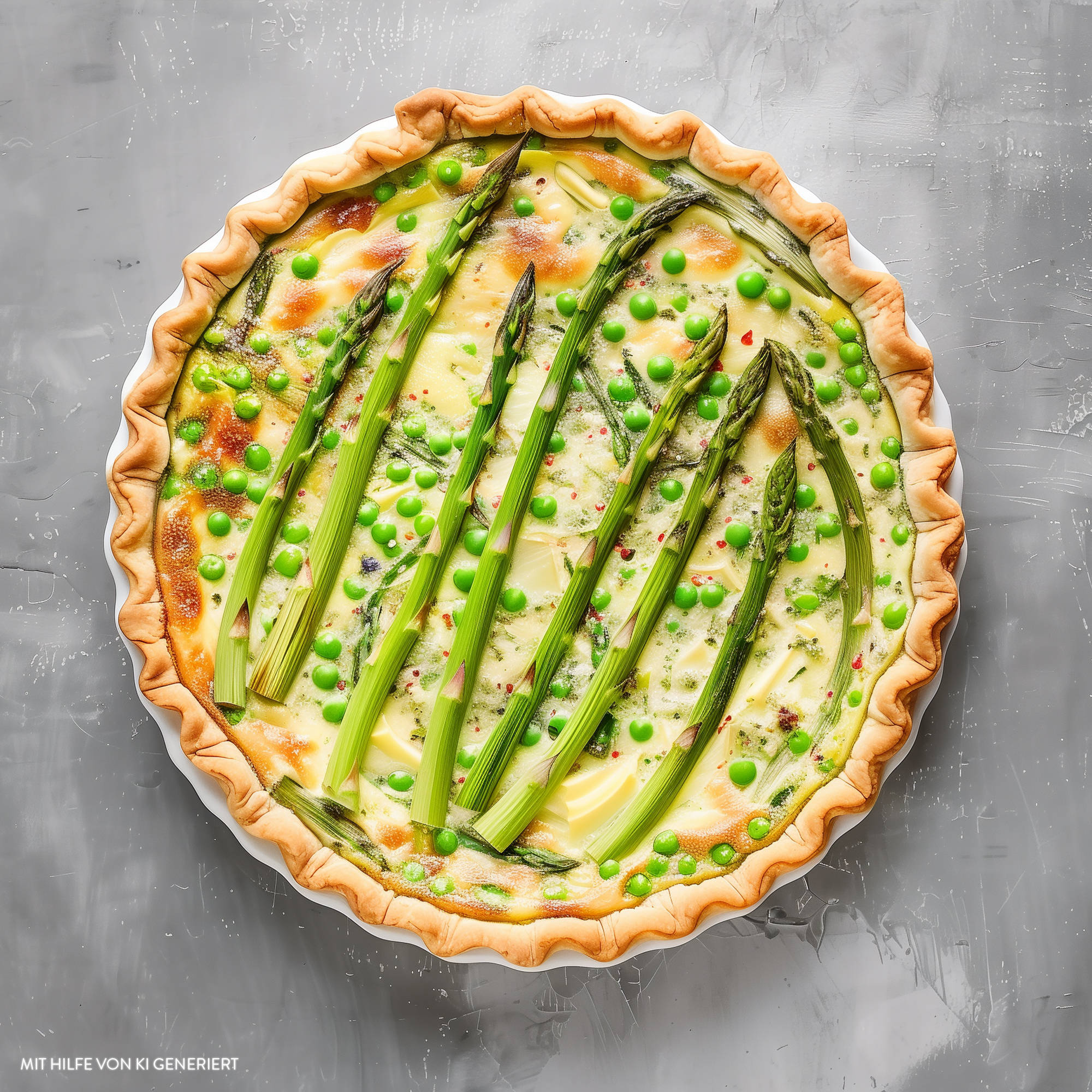 Quiche mit grünem Spargel