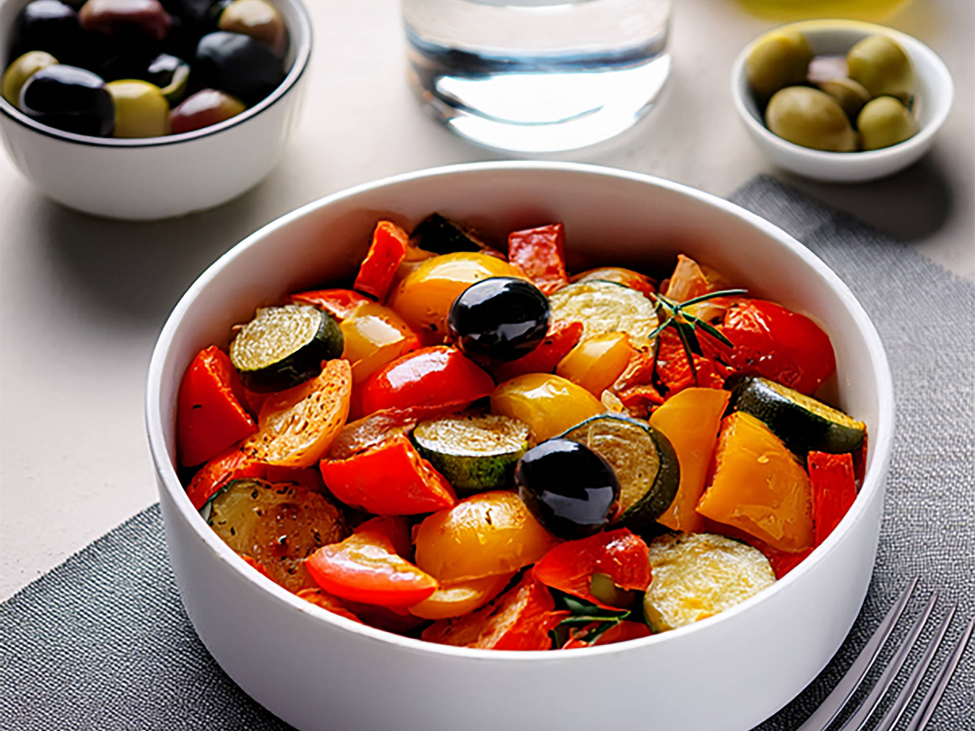 Traditionelle Spanische Ratatouille mit frischen Oliven