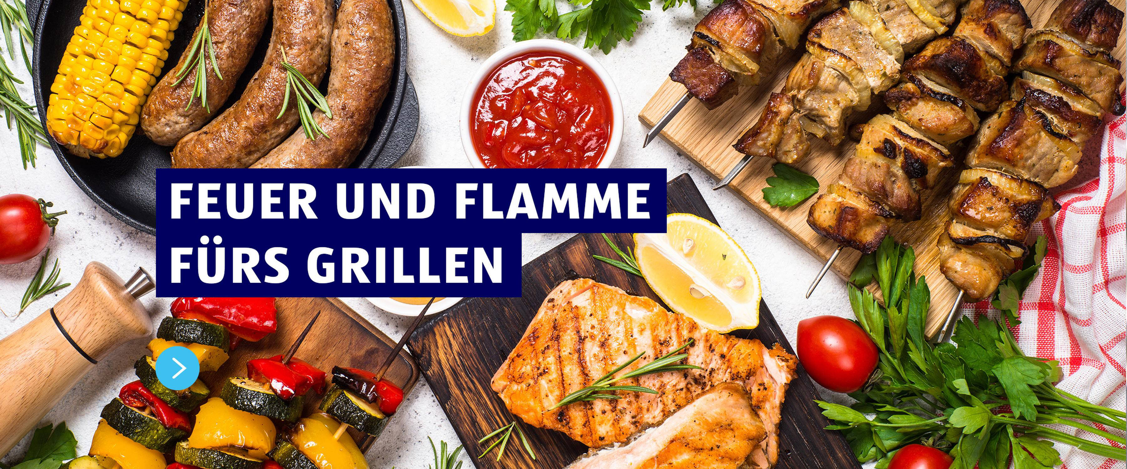 Im Bild sind verschiedene Grill-Gerichte zu sehen.