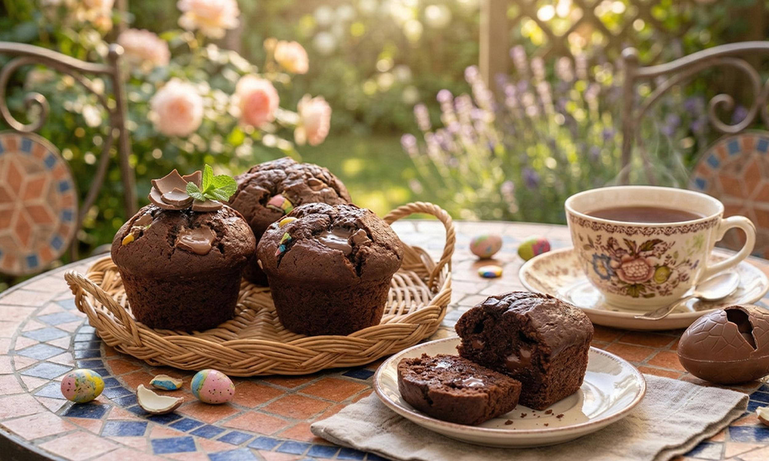 Muffin al cioccolato con uova di Pasqua