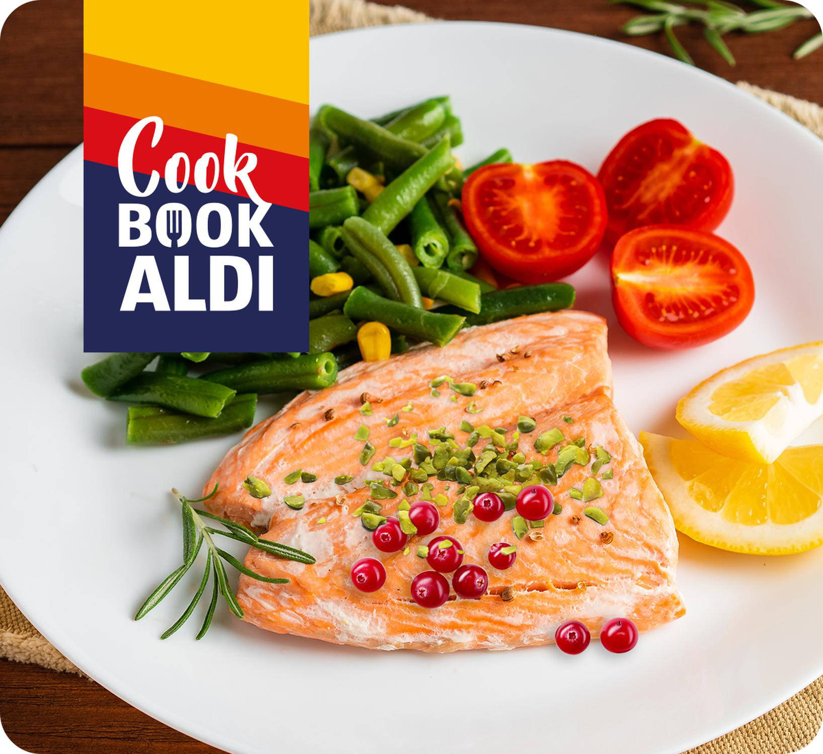 Filetto di salmone con fagiolini, mirtilli rossi e pistacchi 