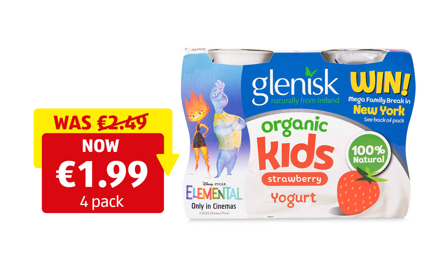Image of Glenisk Organic Kids Strawberry Yogurt 4 Pack