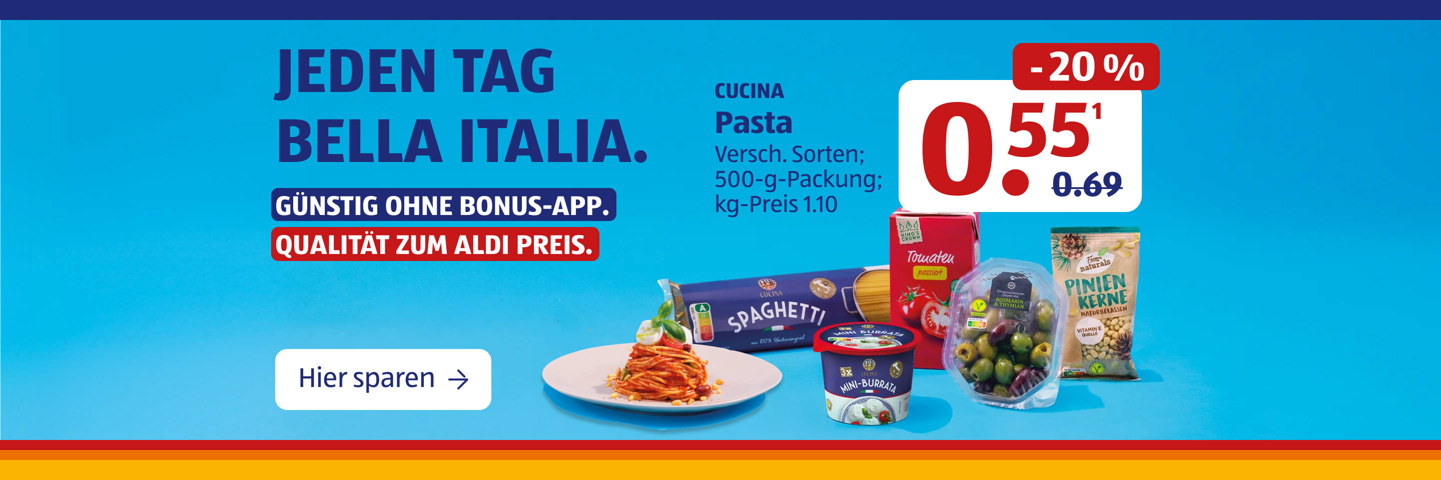 Italienische Pasta-Aktion zum Vorteilspreis.