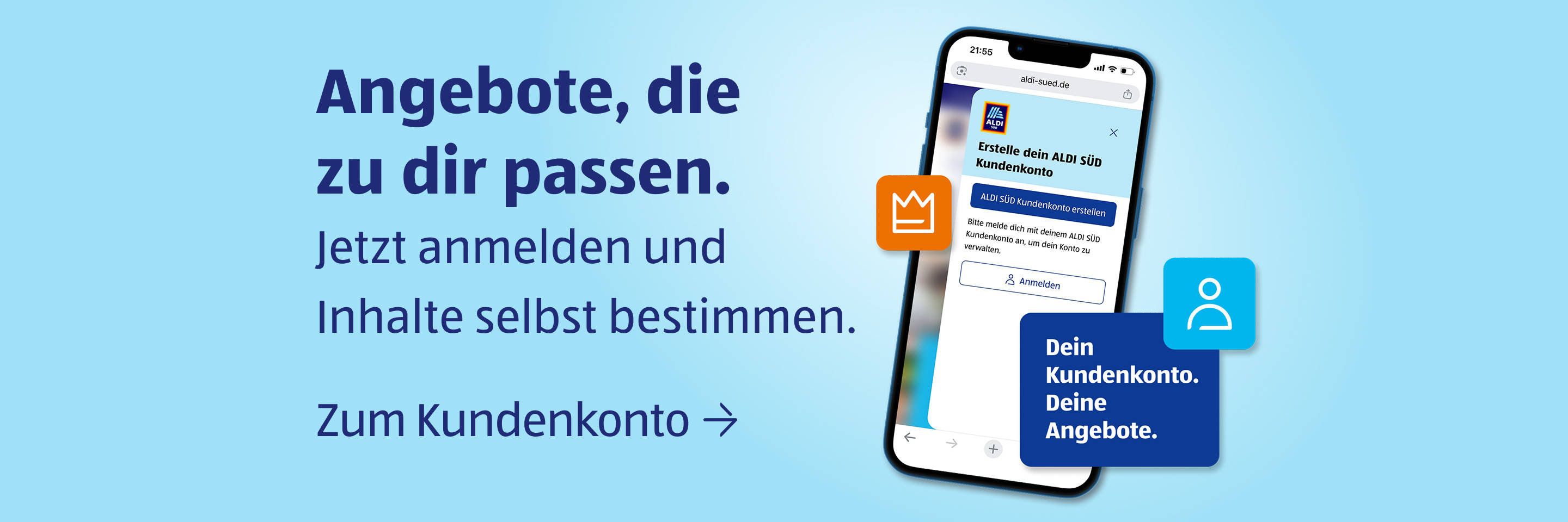 Smartphone mit Anzeige eines personalisierten Angebotskontos.