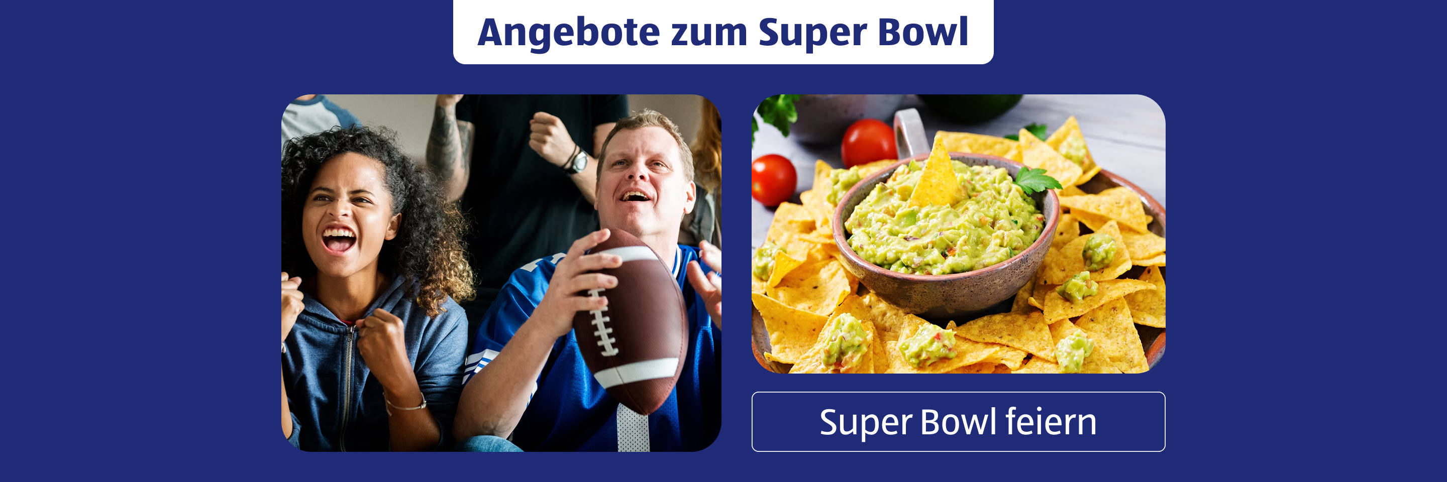Super-Bowl-Party-Angebote mit Snacks und Football