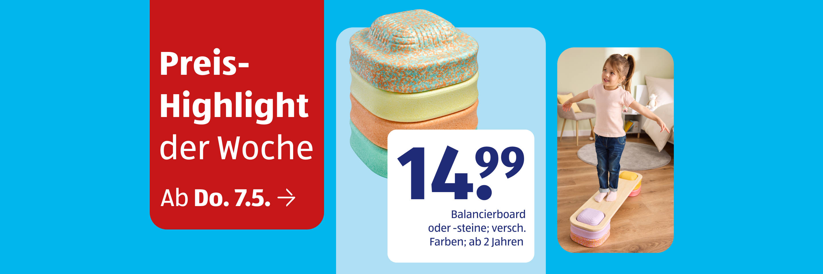 Balanceboard und Trittsteine für Kinder.