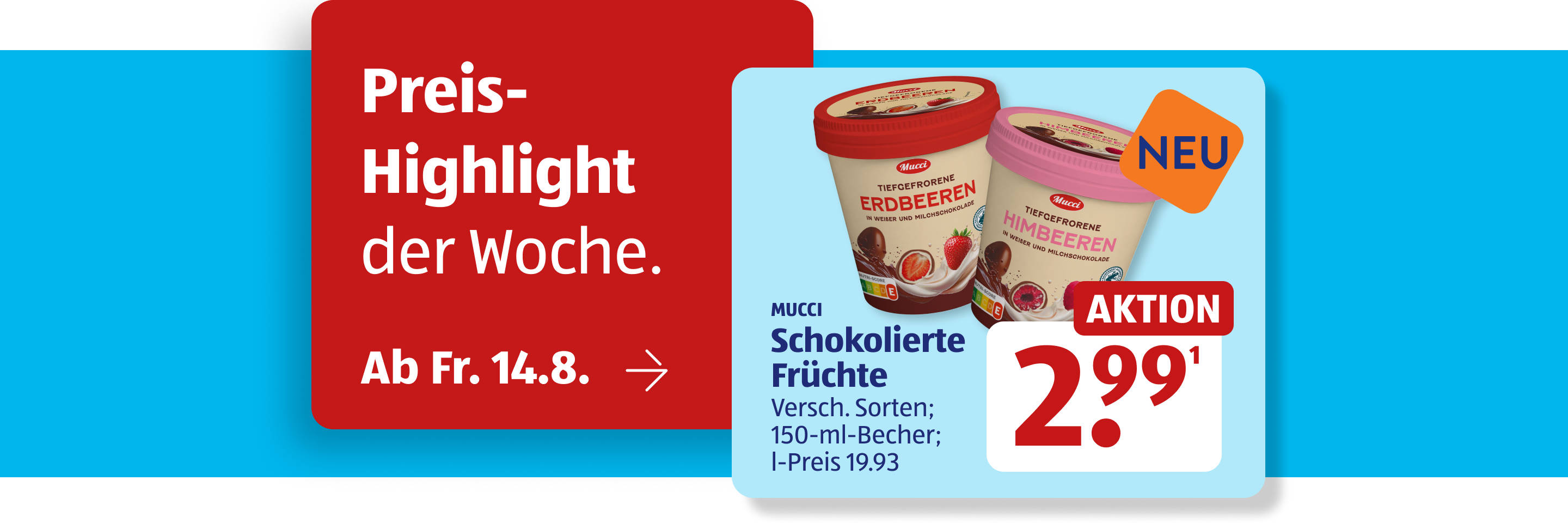 Werbung für ein neues Schokoladen-Frucht-Dessert.