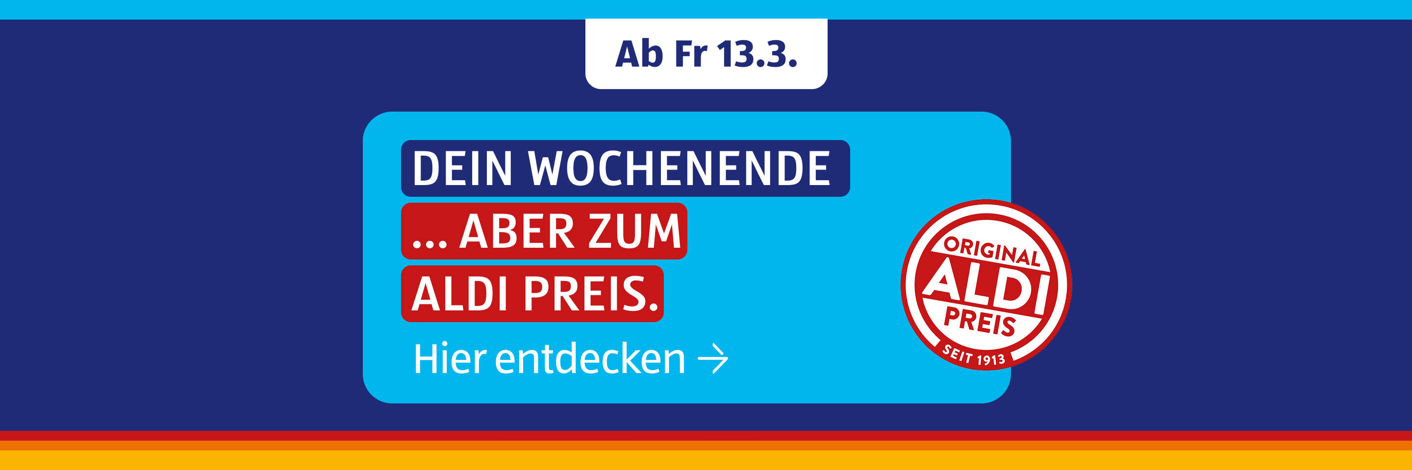ALDI SÜD Preisaktionsbanner mit Wochenendangebot.