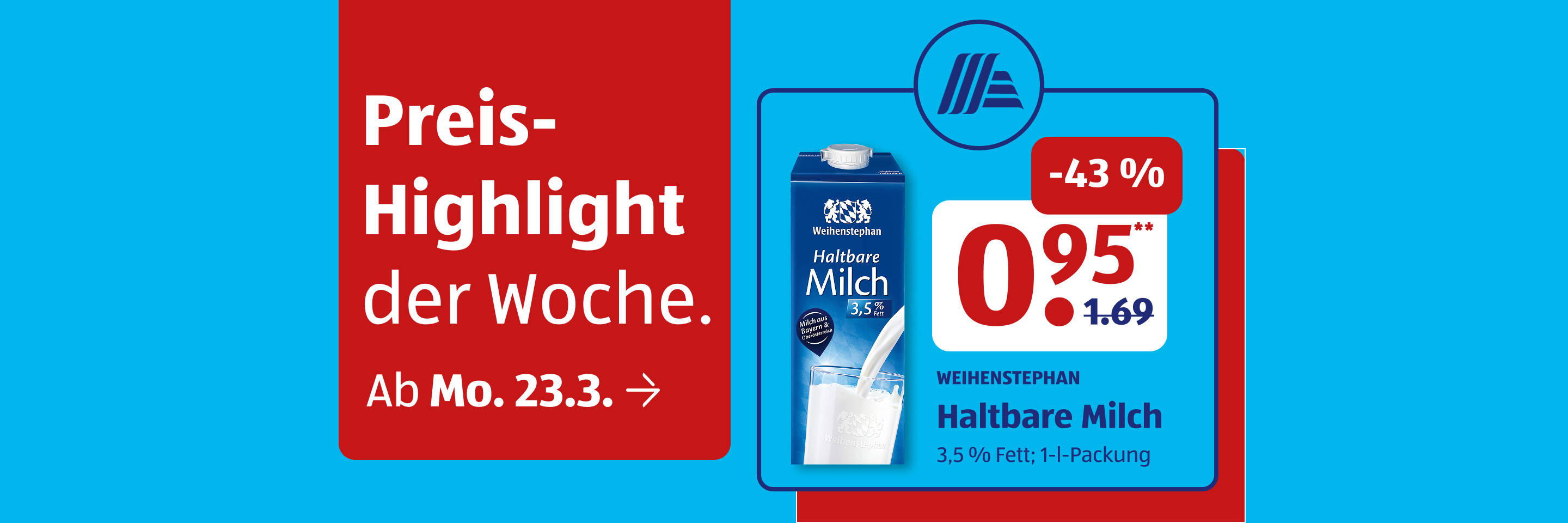 Haltbare Milch im Angebot der Woche.