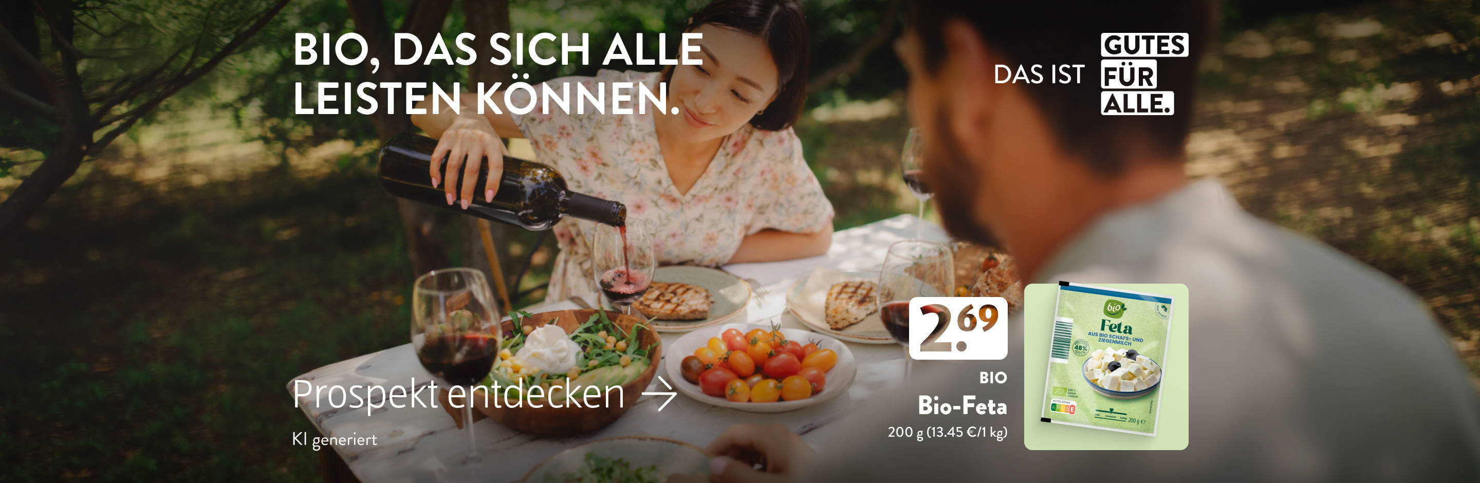 Outdoor-Picknick mit Bio-Feta und Wein.