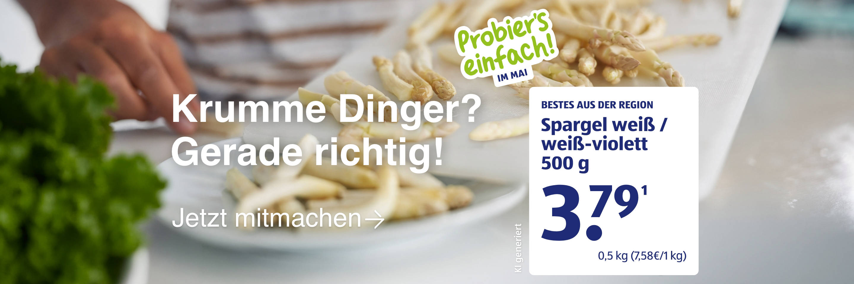 Weisser Spargel auf einem Teller.